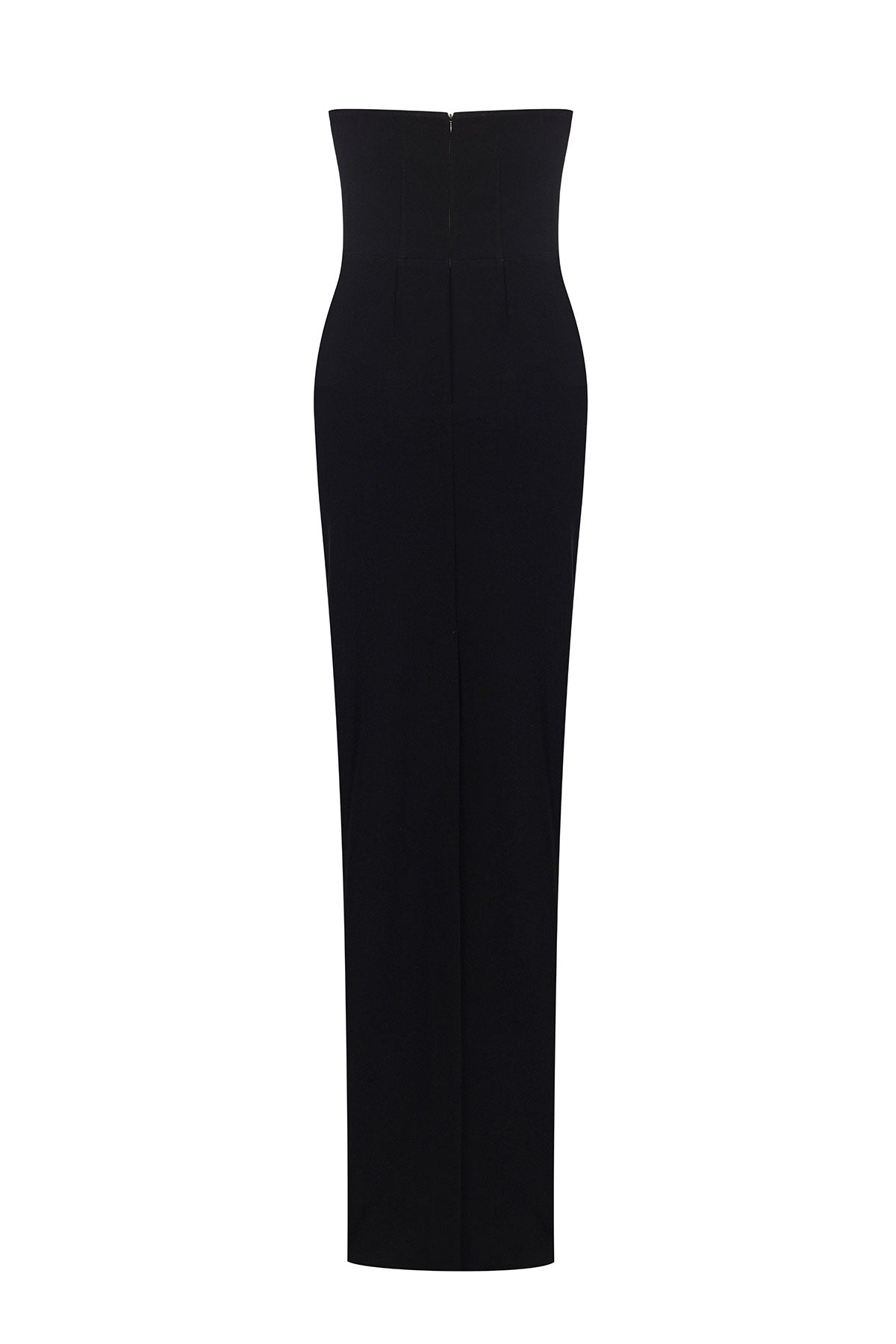 Strapless Column Gown with Floral Embellishments