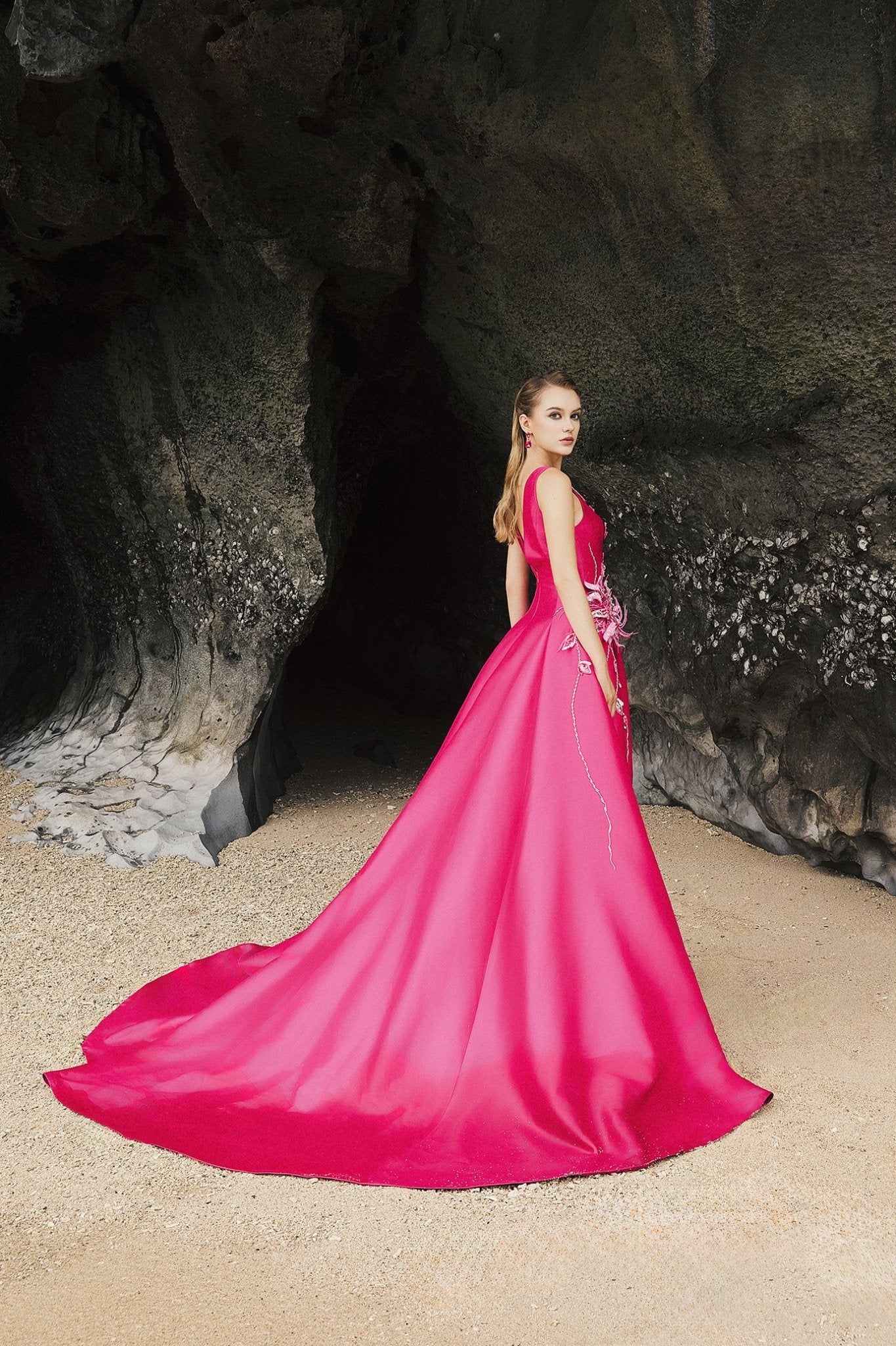 V - Neck A line Ball Gown - ALBOUSHIYA - district 5 - dubai - riyadh - abaya - dresses - designers - evening wear - luxury - elegance - craftsmanship - gowns - cocktail dresses - collections - georges