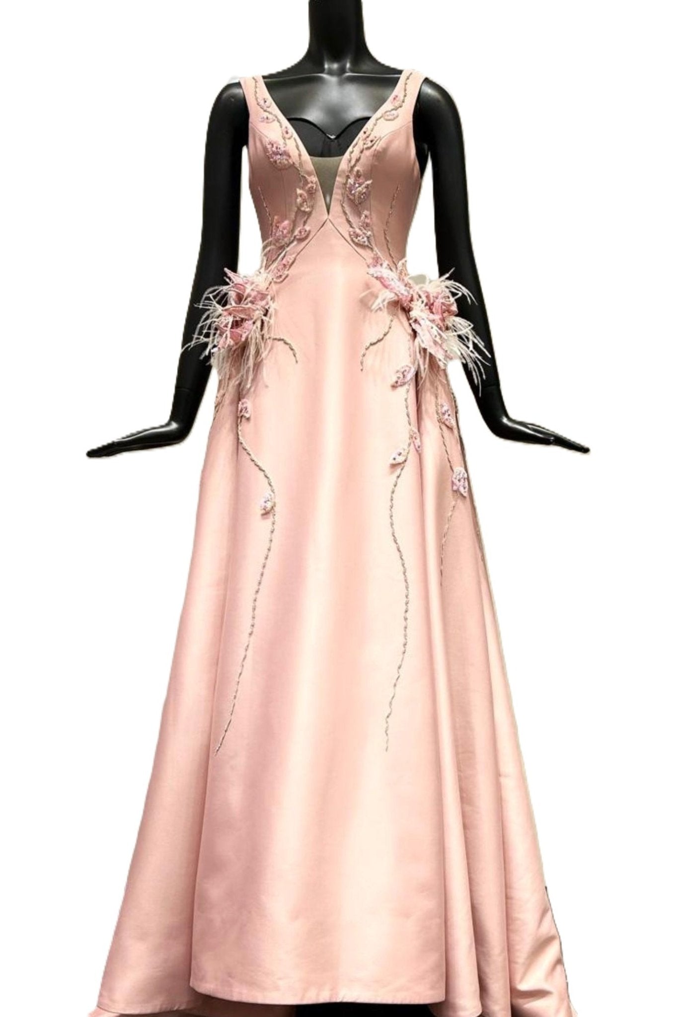 V - Neck A line Ball Gown - ALBOUSHIYA - district 5 - dubai - riyadh - abaya - dresses - designers - evening wear - luxury - elegance - craftsmanship - gowns - cocktail dresses - collections - georges