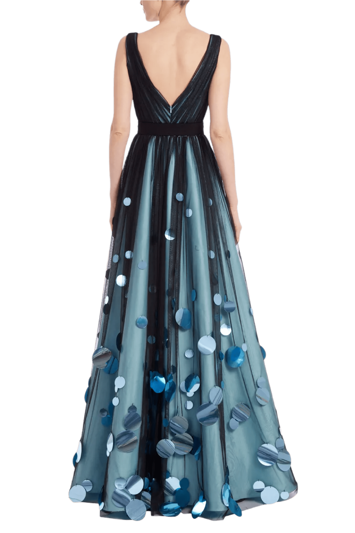 V - neck Oversized Pailletes Gown - ALBOUSHIYA - district 5 - dubai - riyadh - abaya - dresses - designers - evening wear - luxury - elegance - craftsmanship - gowns - cocktail dresses - collections - georges