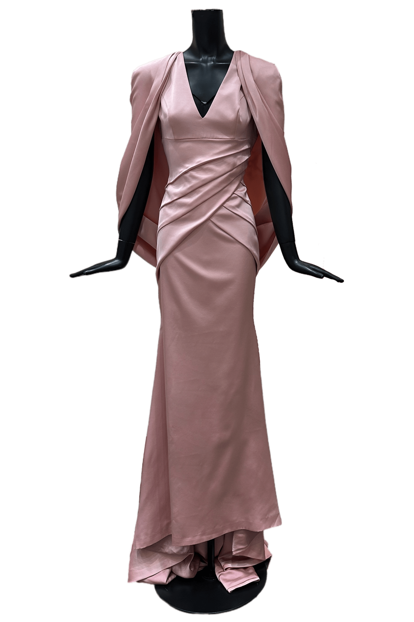 V - Neckline Pleated Mullet Silk Gown - ALBOUSHIYA - district 5 - dubai - riyadh - abaya - dresses - designers - evening wear - luxury - elegance - craftsmanship - gowns - cocktail dresses - collections - georges