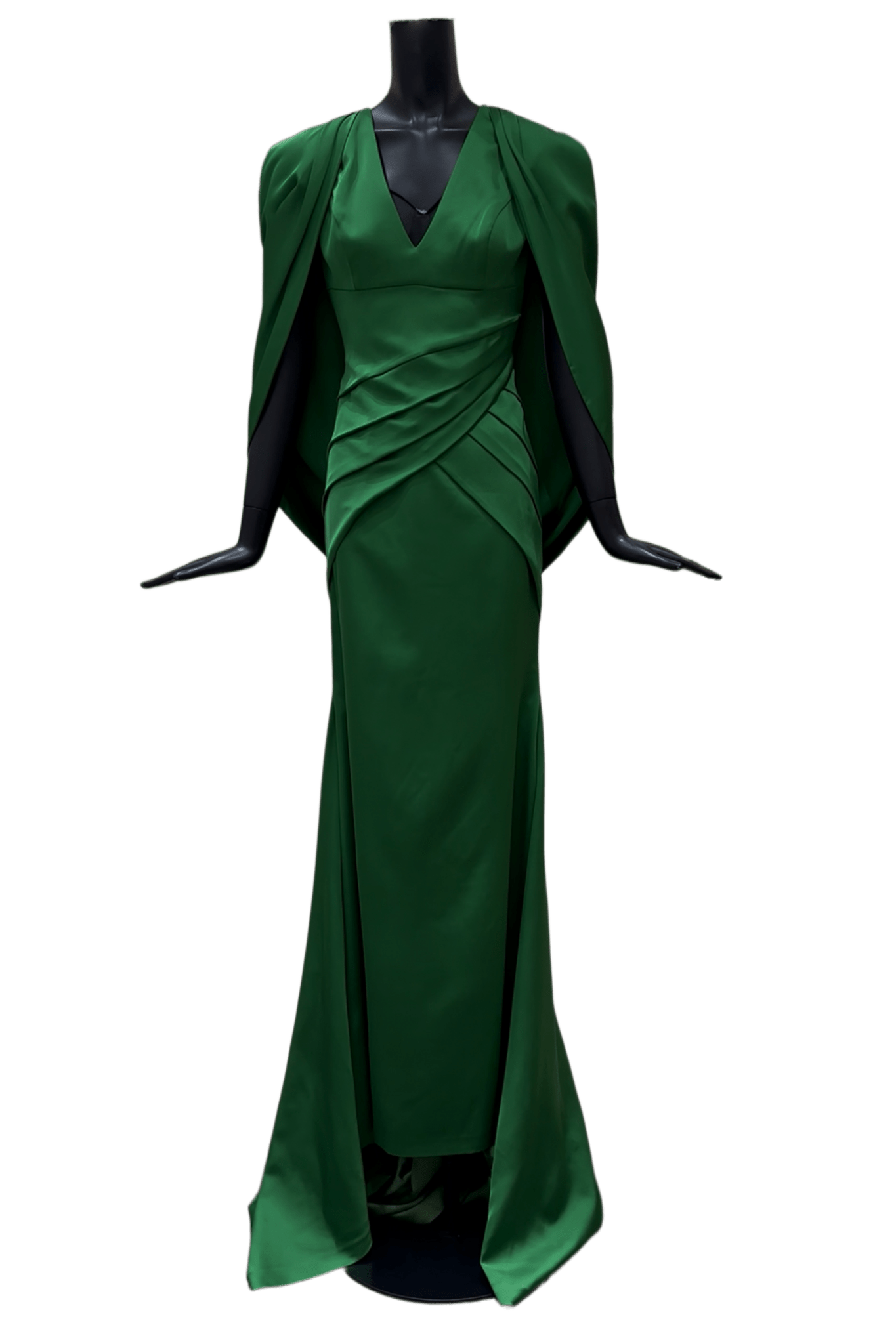 V - Neckline Pleated Mullet Silk Gown - ALBOUSHIYA - district 5 - dubai - riyadh - abaya - dresses - designers - evening wear - luxury - elegance - craftsmanship - gowns - cocktail dresses - collections - georges