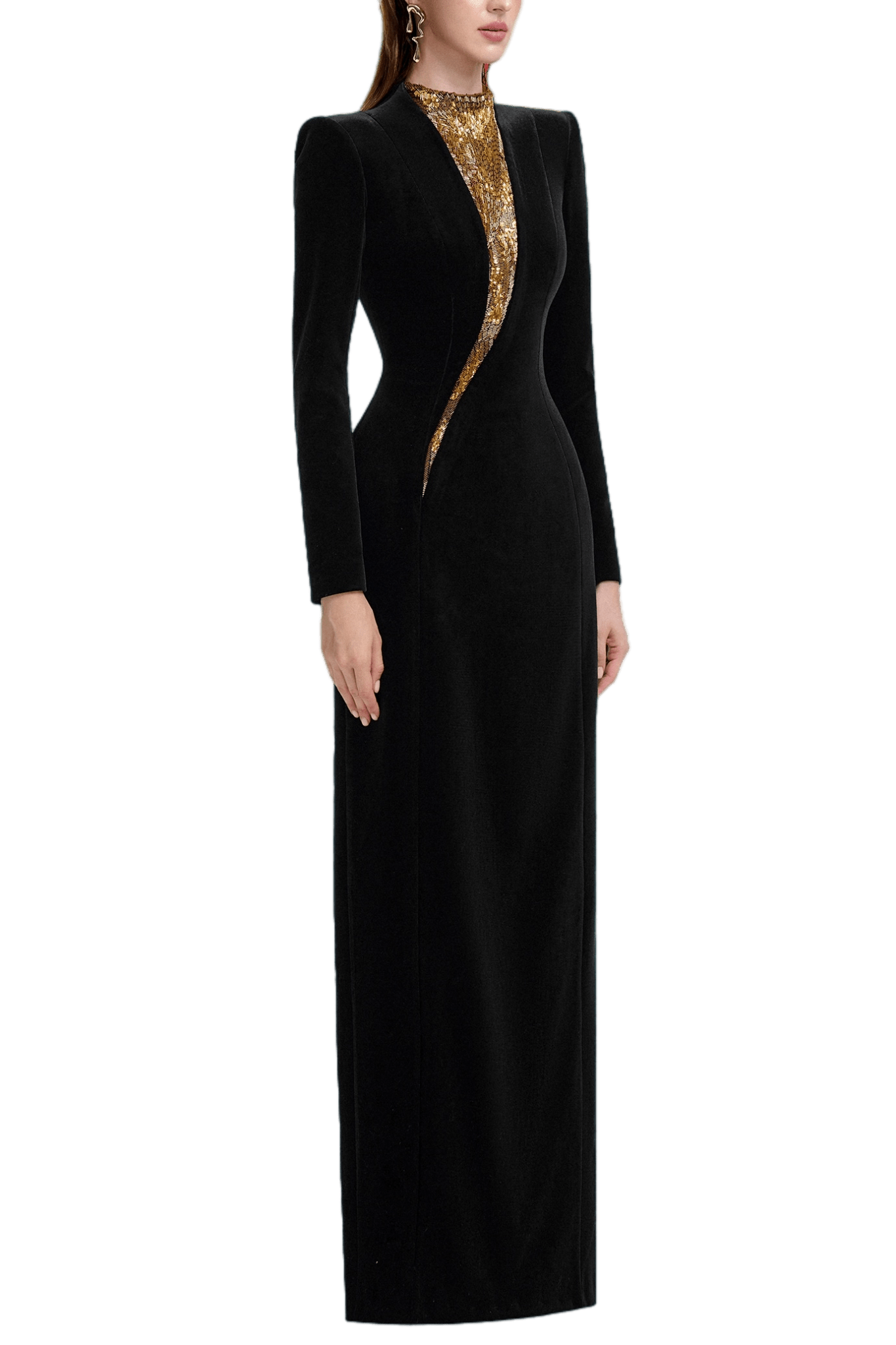 Velvet with Embroidery Gown - ALBOUSHIYA - district 5 - dubai - riyadh - abaya - dresses - designers - evening wear - luxury - elegance - craftsmanship - gowns - cocktail dresses - collections - georges