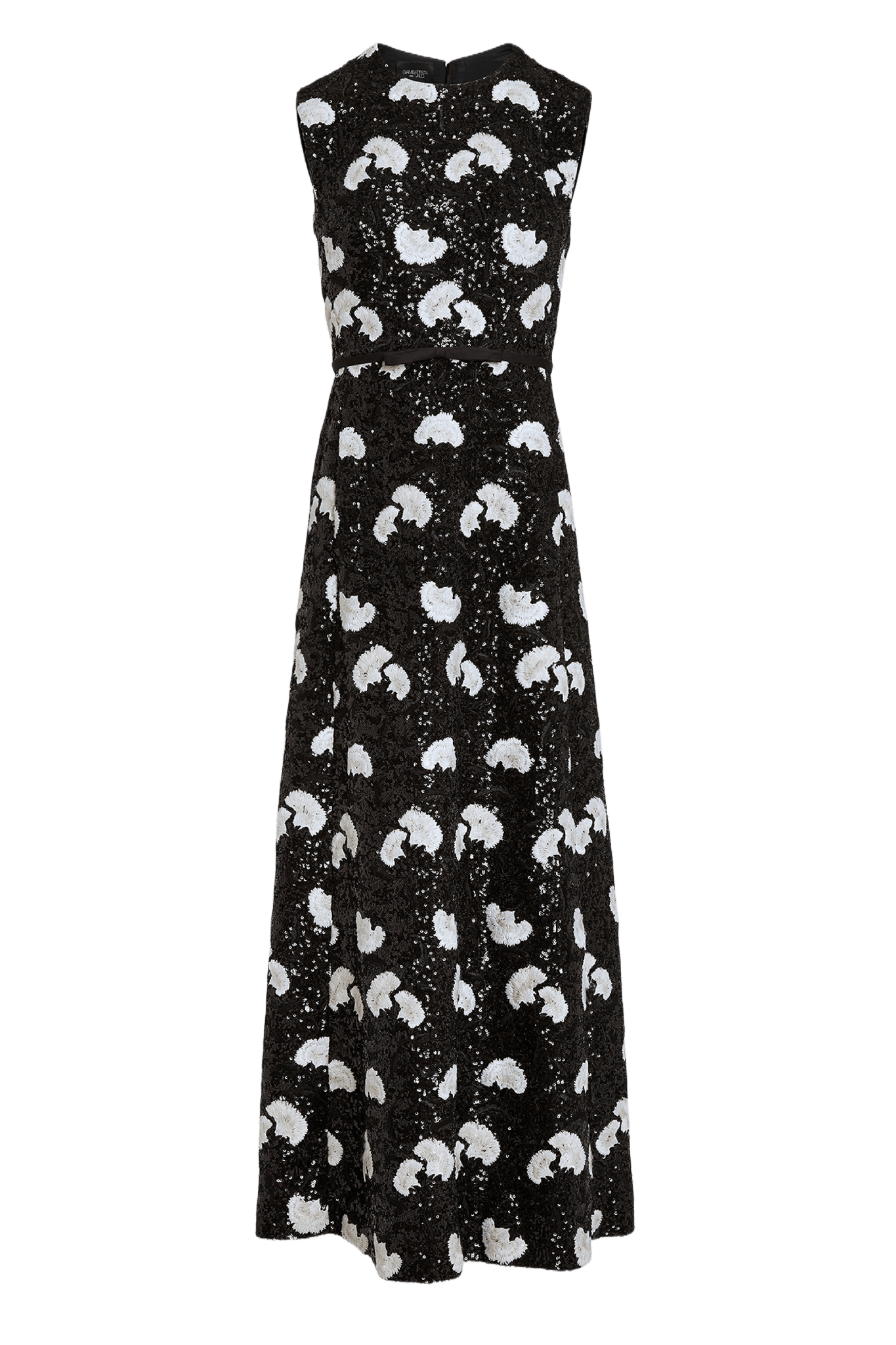 White Carnations Black Sequin - Embroidered Dress - ALBOUSHIYA - district 5 - dubai - riyadh - abaya - dresses - designers - evening wear - luxury - elegance - craftsmanship - gowns - cocktail dresses - collections - georges