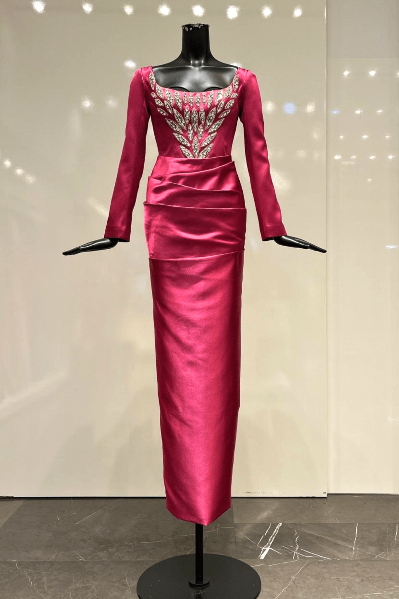 Wren Sheath Square Neck Duchess Satin Floor Length Dress - ALBOUSHIYA - district 5 - dubai - riyadh - abaya - dresses - designers - evening wear - luxury - elegance - craftsmanship - gowns - cocktail dresses - collections - georges