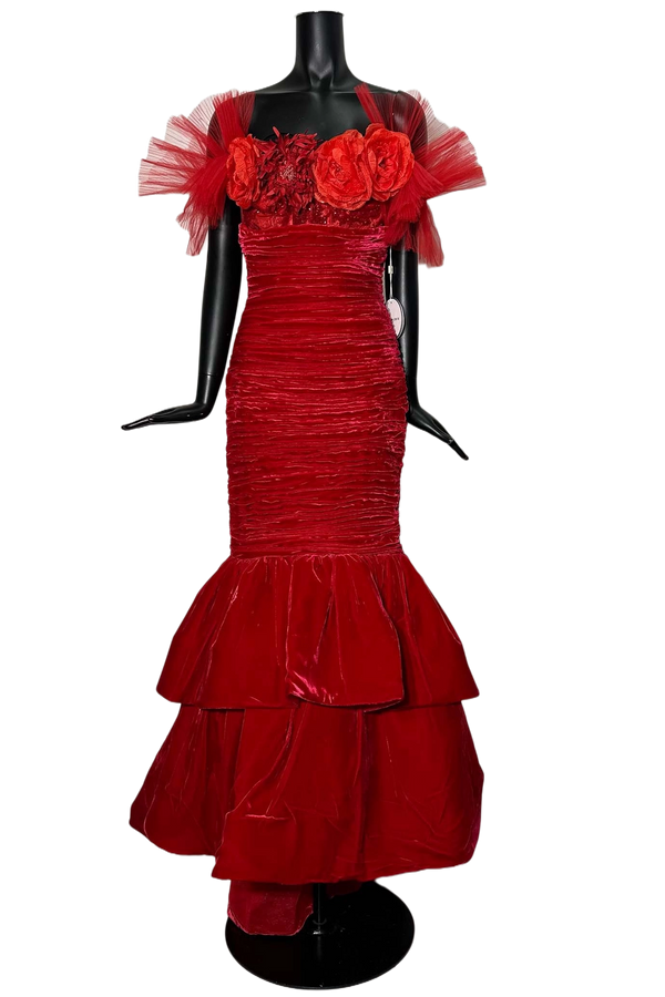 Velvet Off Shoulder Gown