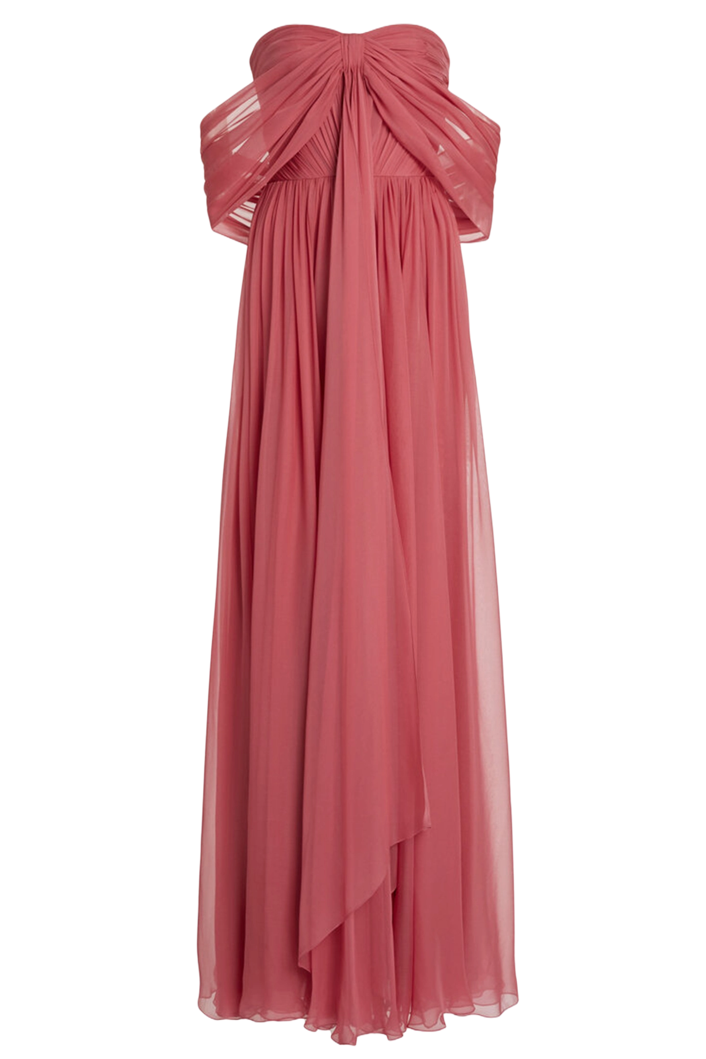 Off-The-Shoulder Silk Chiffon Maxi Dress