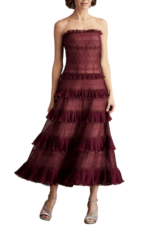 Ziani Tiered Ruffle Midi Dress - ALBOUSHIYA - district 5 - dubai - riyadh - abaya - dresses - designers - evening wear - luxury - elegance - craftsmanship - gowns - cocktail dresses - collections - georges