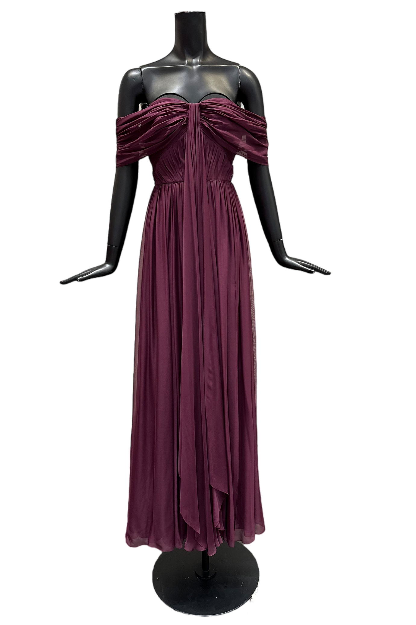 Off-The-Shoulder Silk Chiffon Maxi Dress