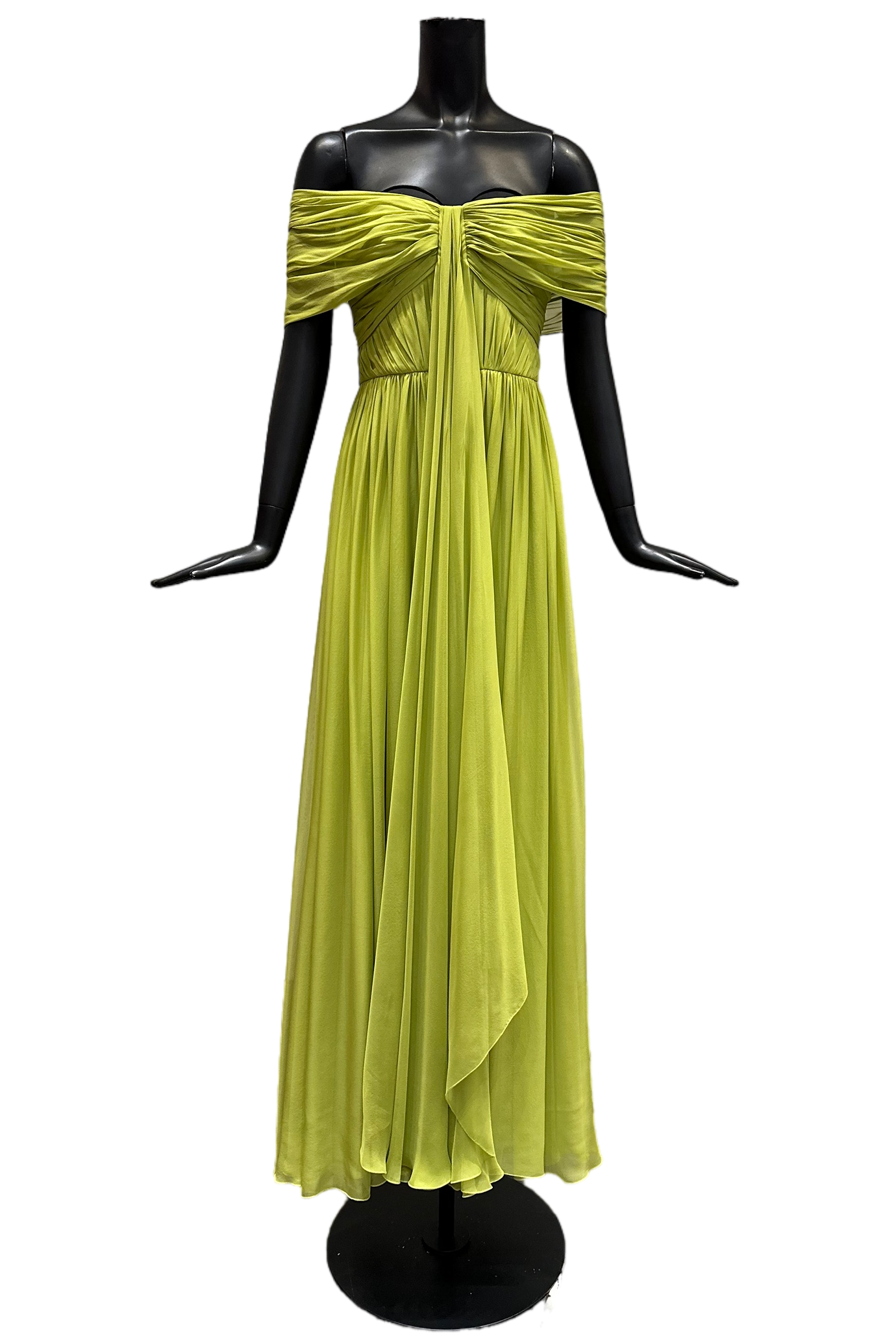 Off-The-Shoulder Silk Chiffon Maxi Dress