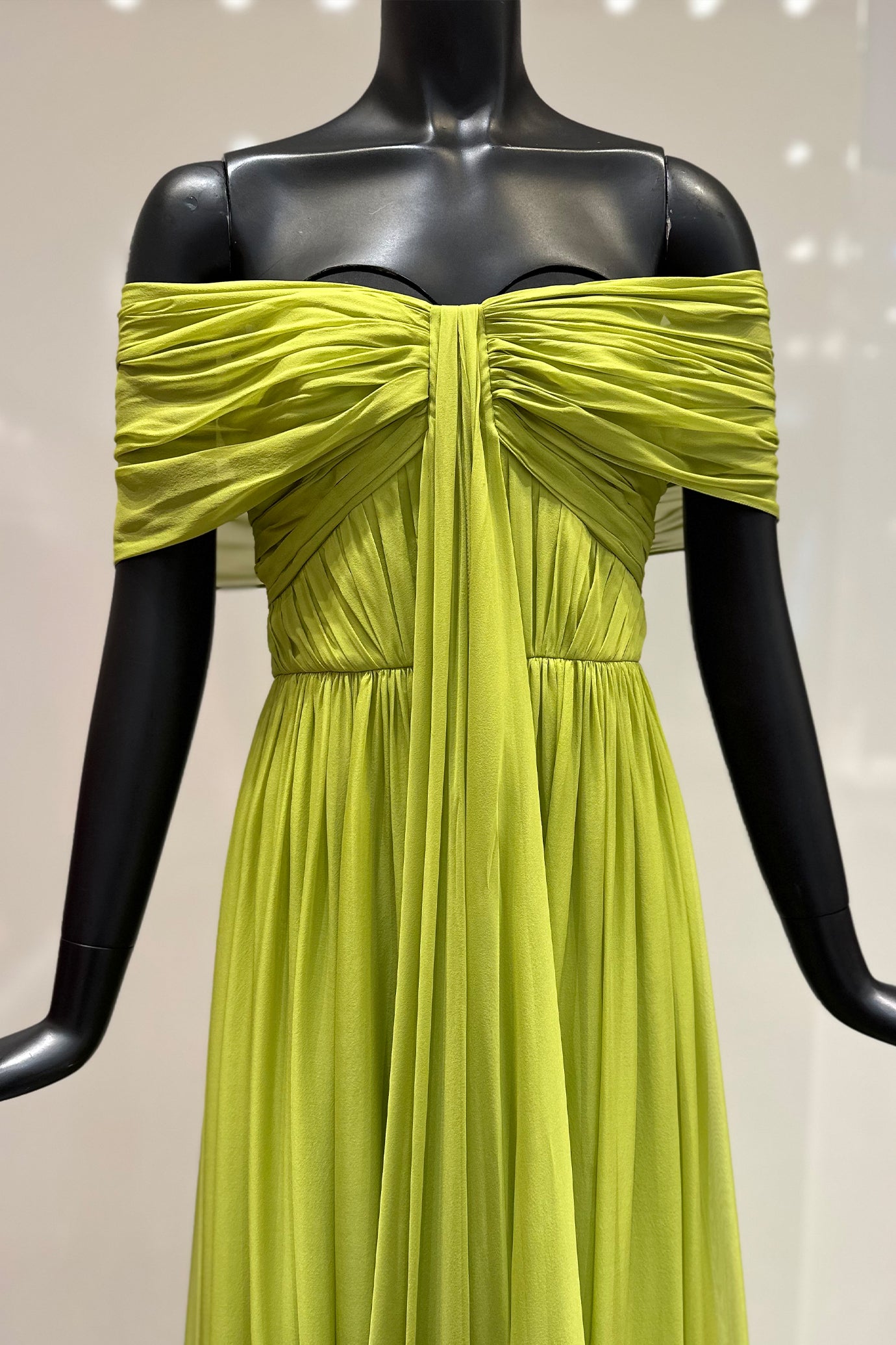 Off-The-Shoulder Silk Chiffon Maxi Dress