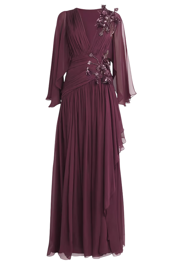 Silk Crystal-Embellished Gown