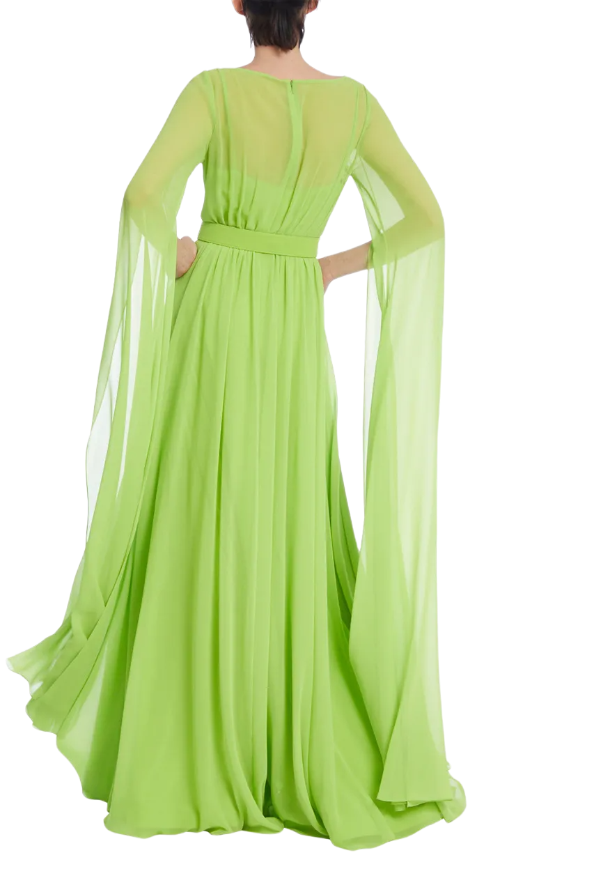 Belted Evening Cape Gown