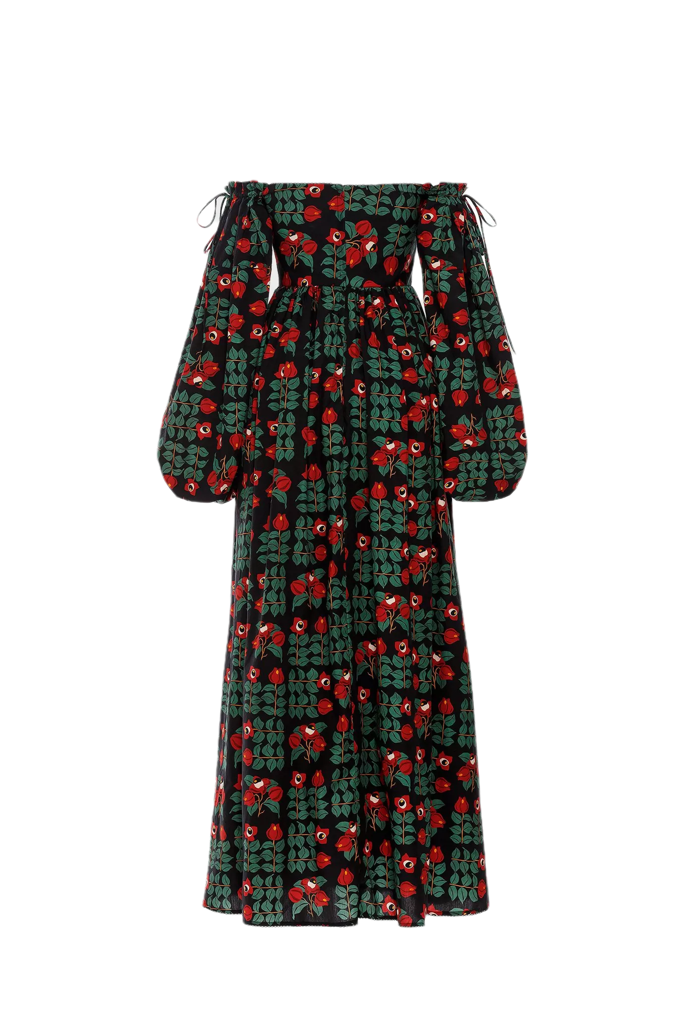 Alheli Printed Cotton Off-The-Shoulder Maxi Dress