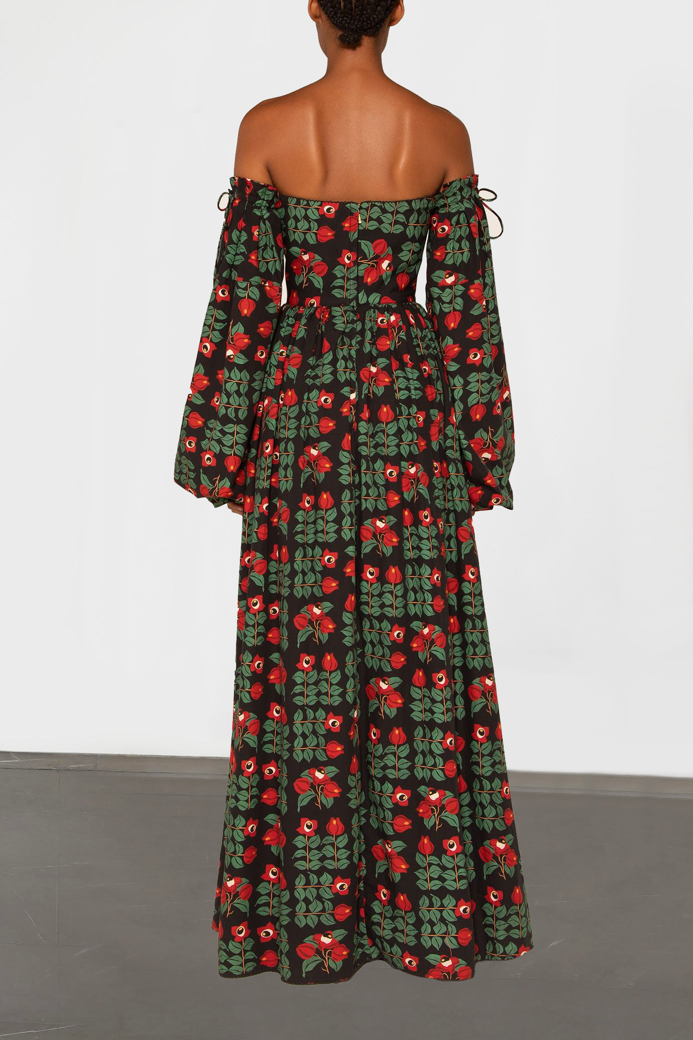 Alheli Printed Cotton Off-The-Shoulder Maxi Dress