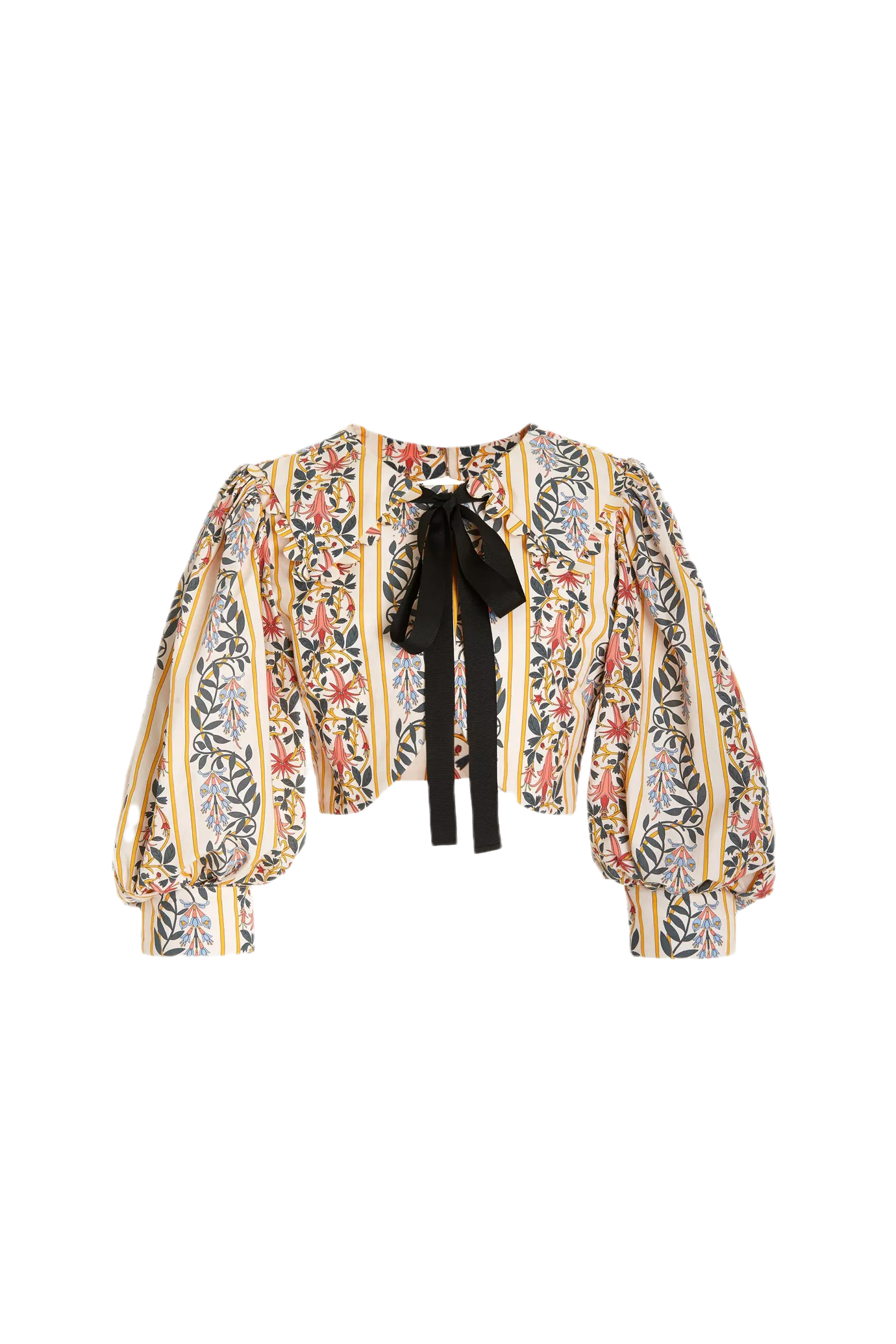 Granate Bow Floral Cotton Crop Top