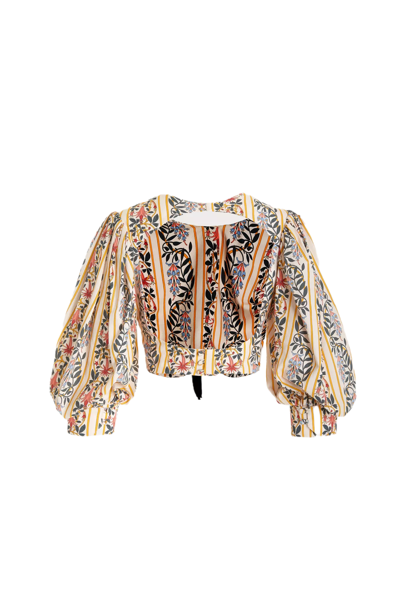 Granate Bow Floral Cotton Crop Top