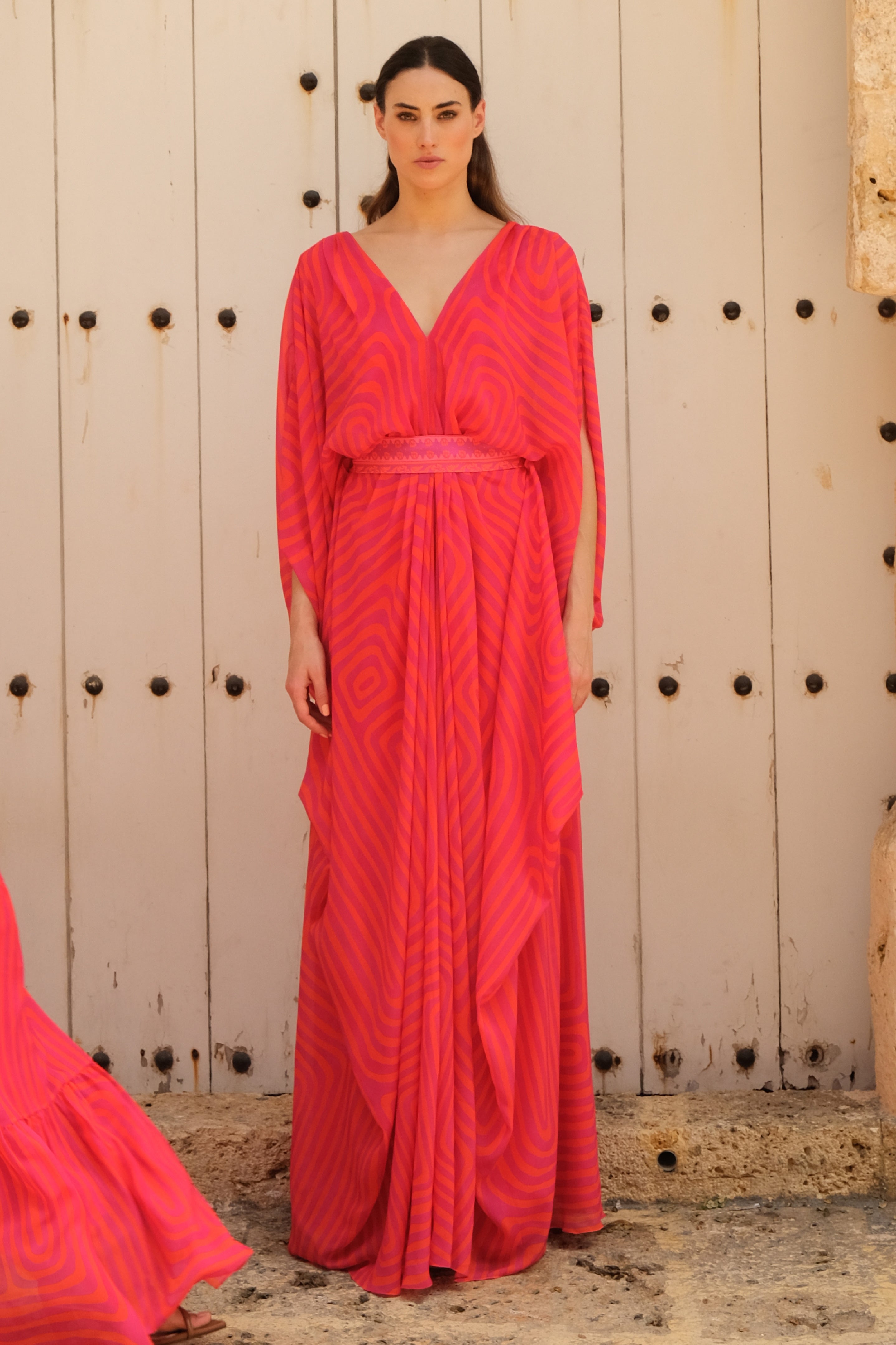 Eva Belted Chiffon Caftan