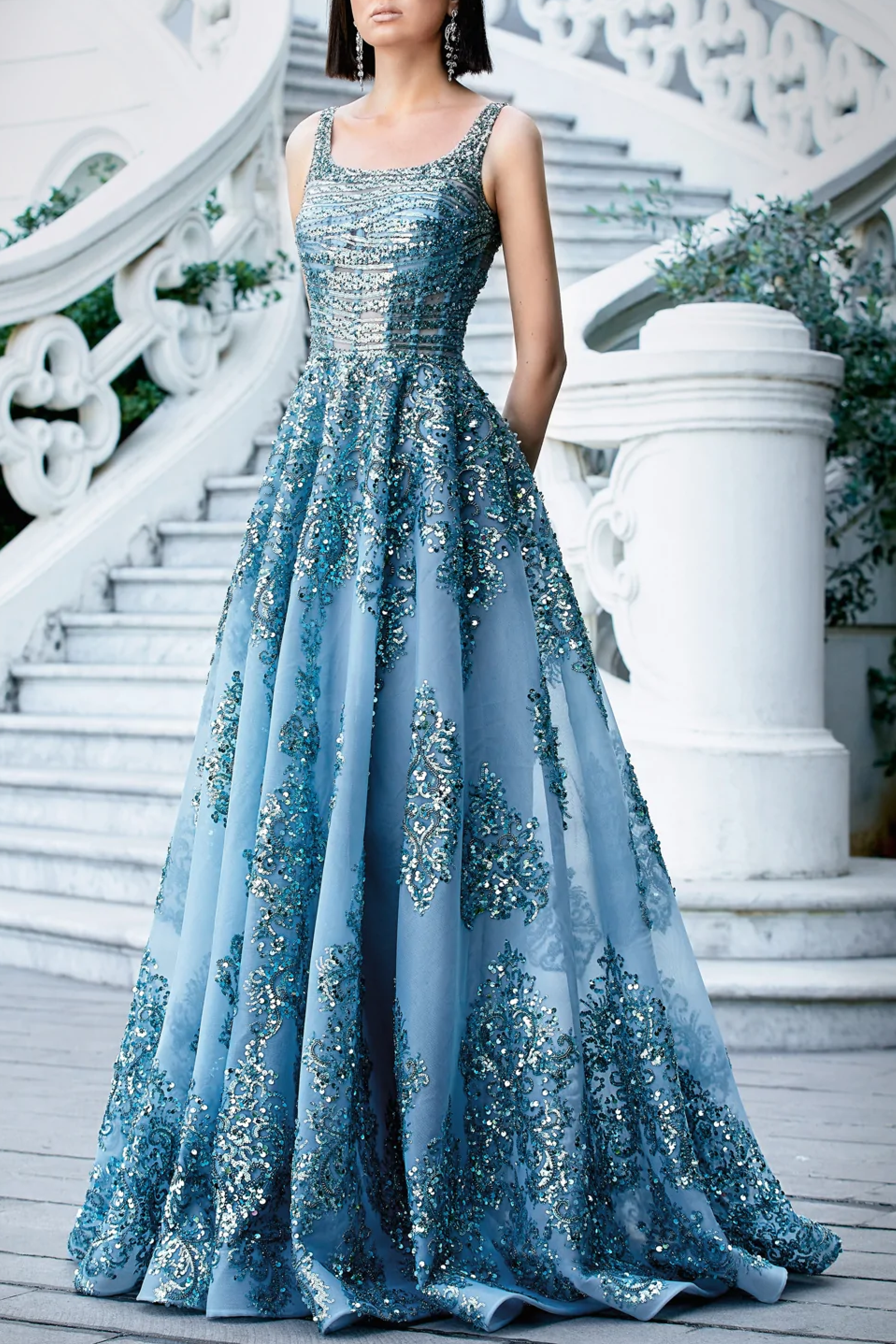 Sleeveless Sequin Gown