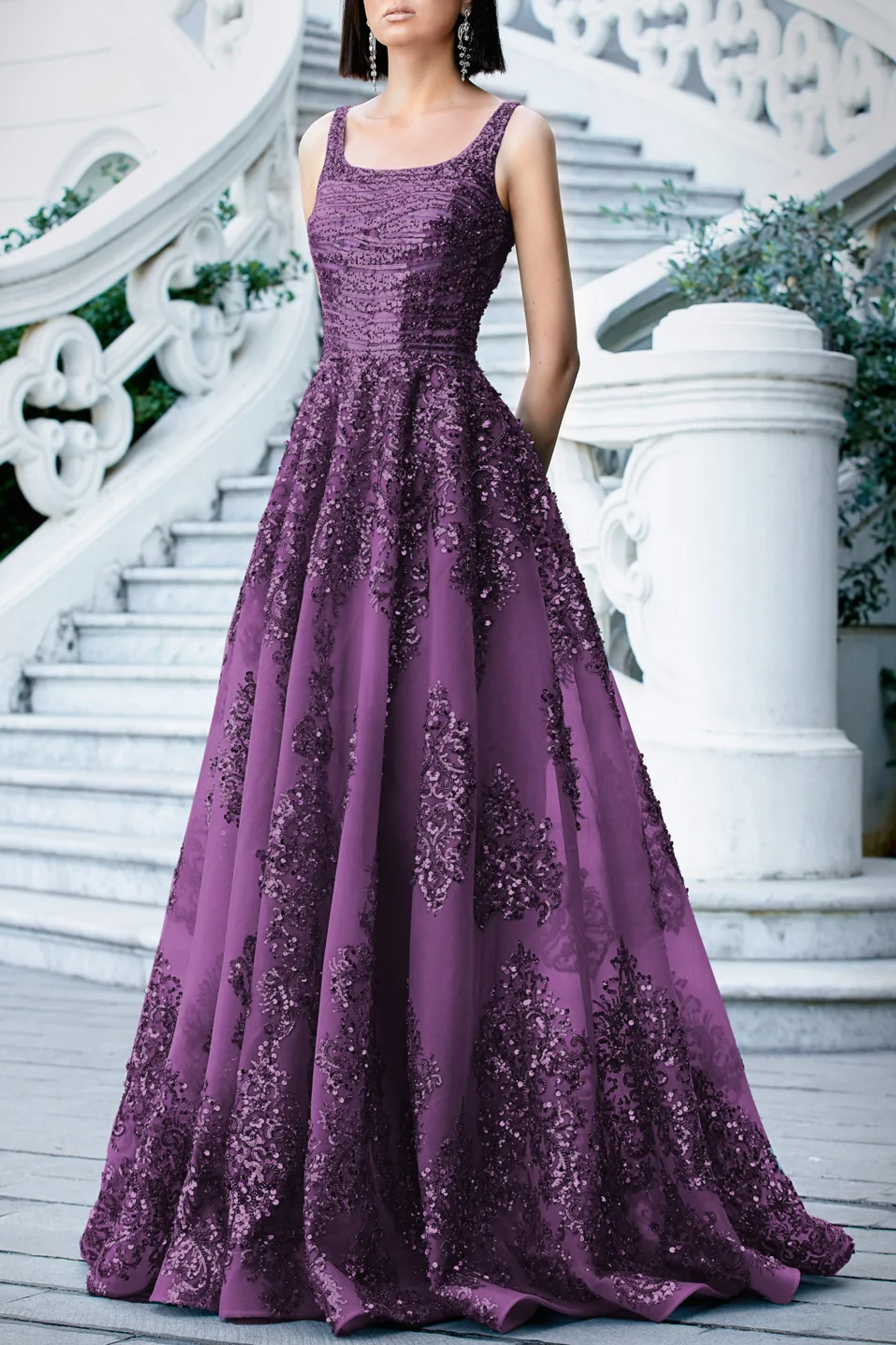 Sleeveless Sequin Gown