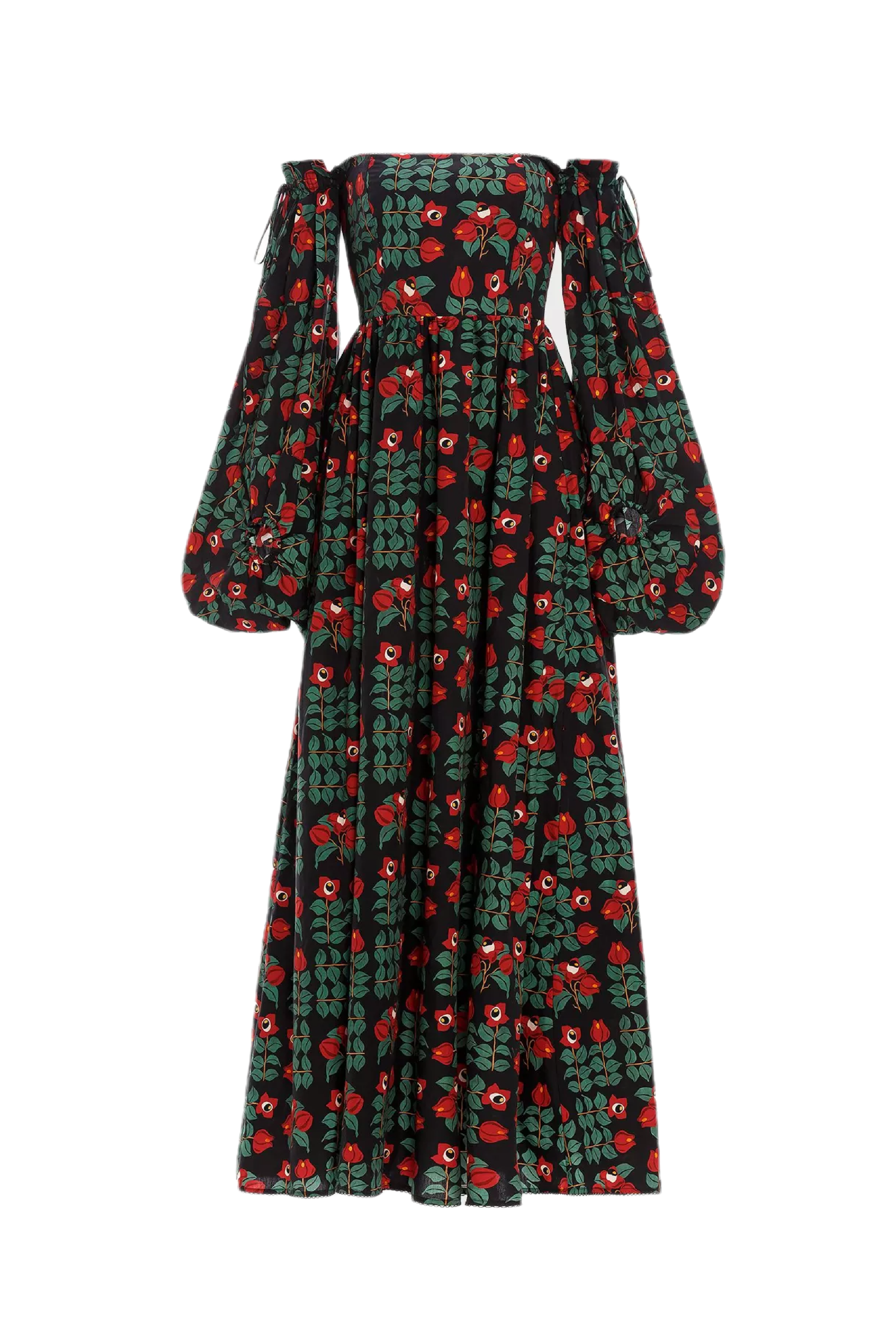 Alheli Printed Cotton Off-The-Shoulder Maxi Dress