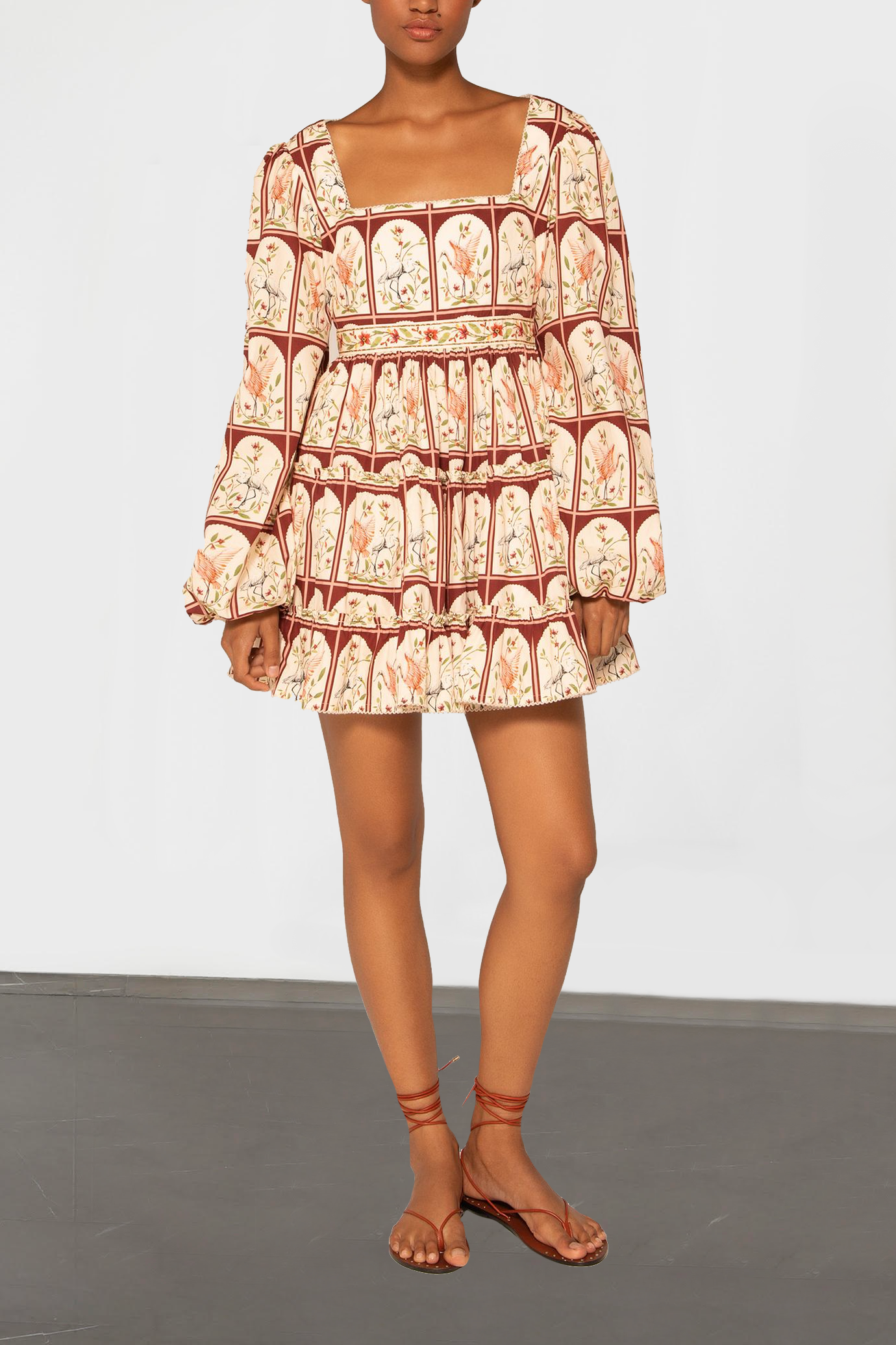 Avena Printed Cotton Mini Dress