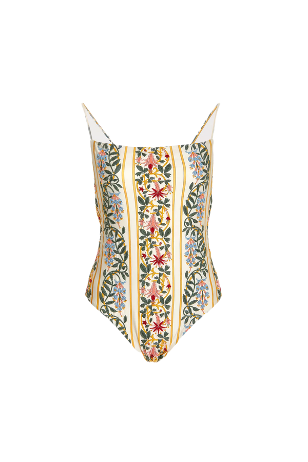 Caoba Floral Embroidered One Piece Swimsuit