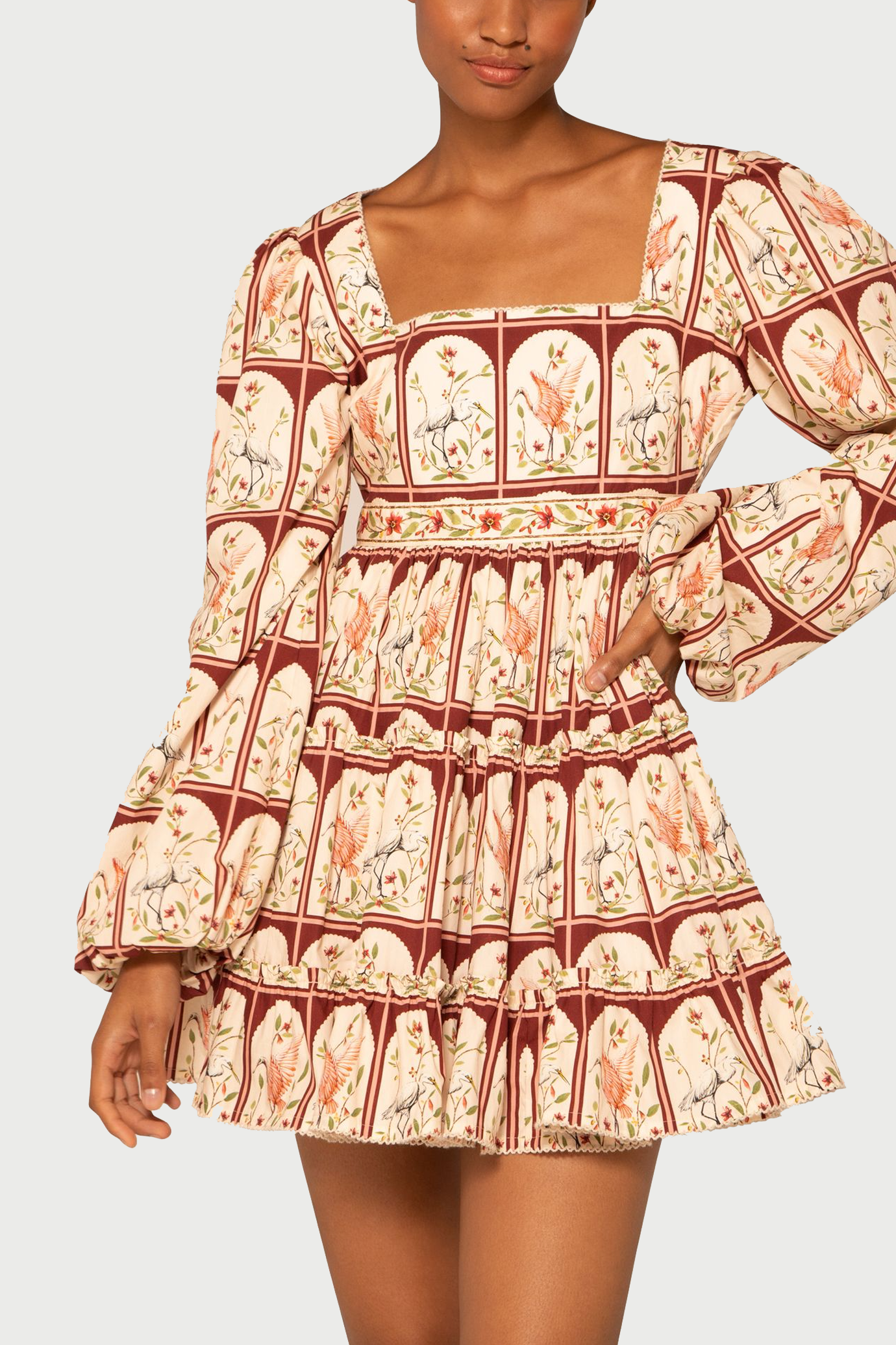 Avena Printed Cotton Mini Dress