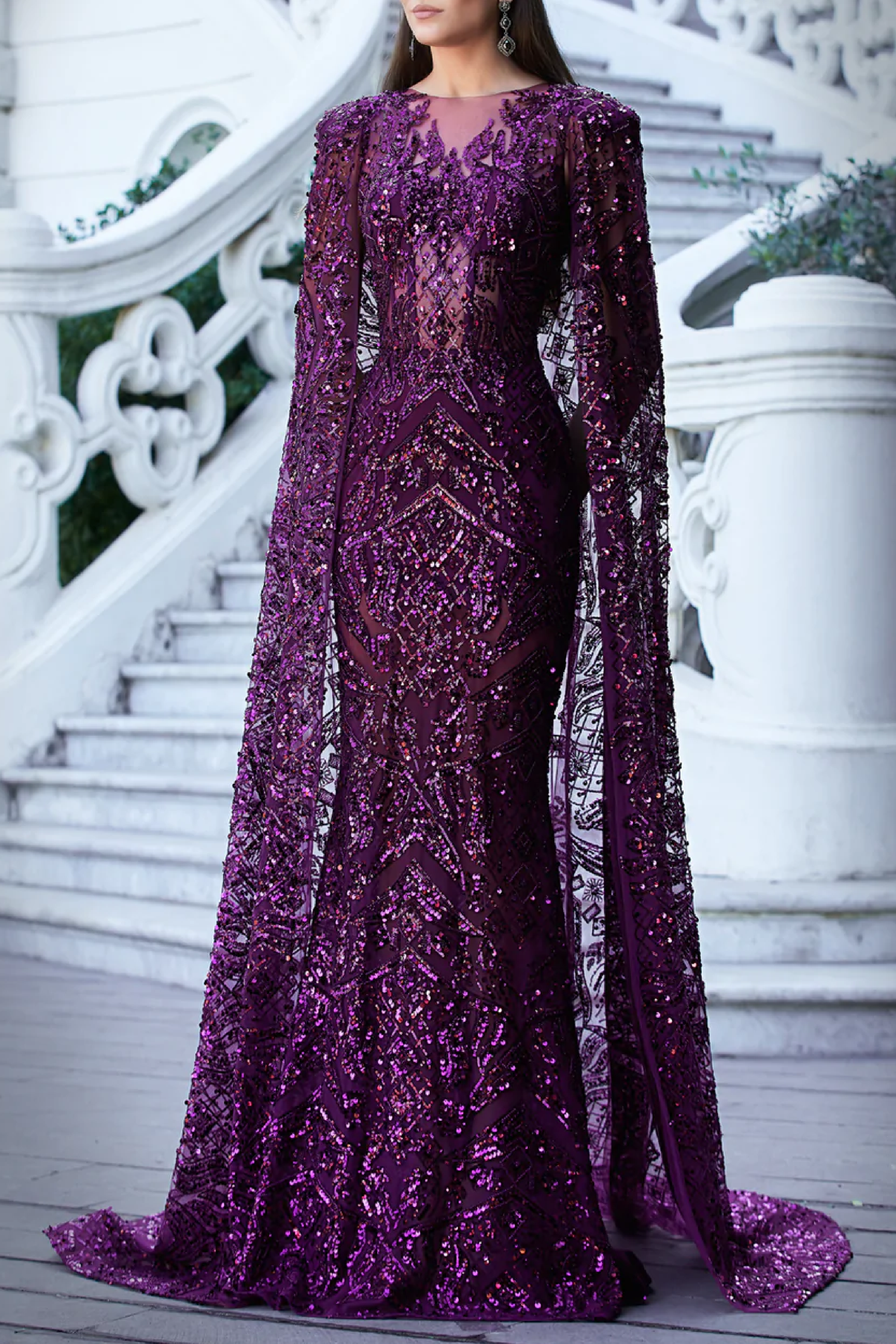 Sequin Cape Gown