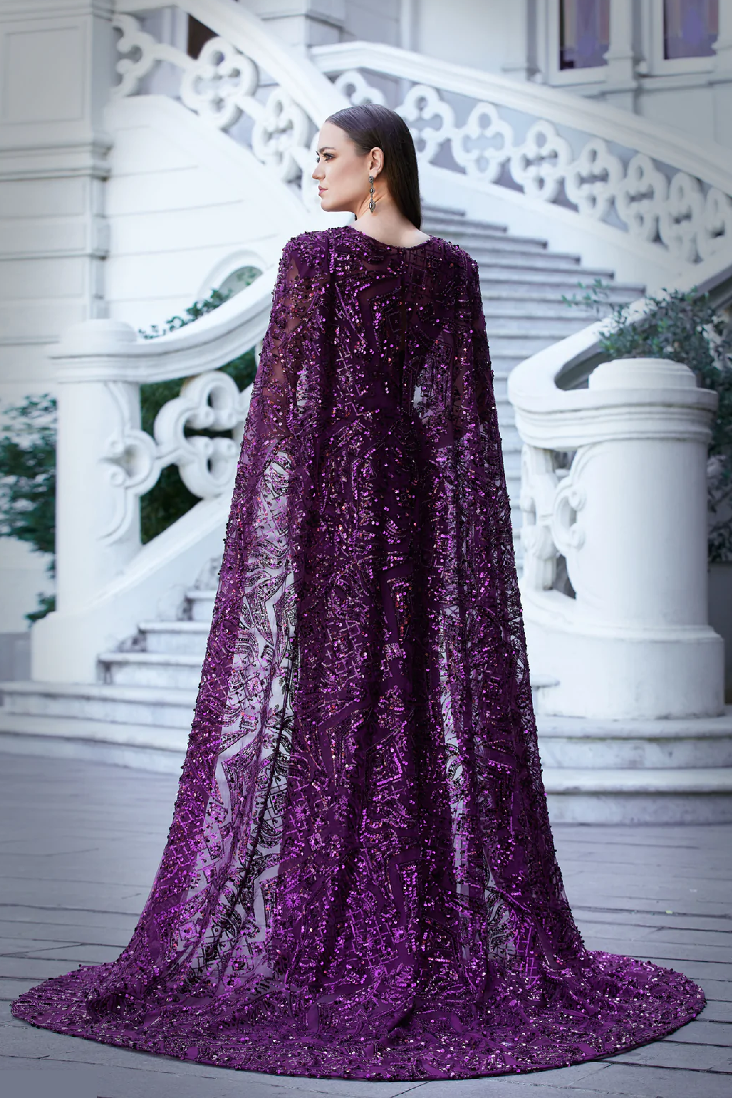 Sequin Cape Gown