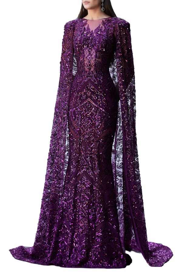 Sequin Cape Gown