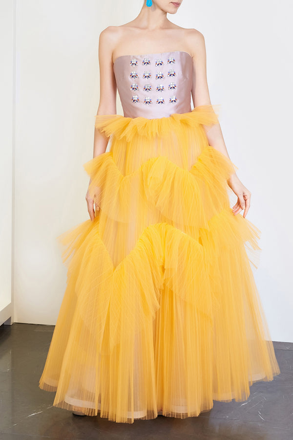 Strapless Jeweled Ball Gown