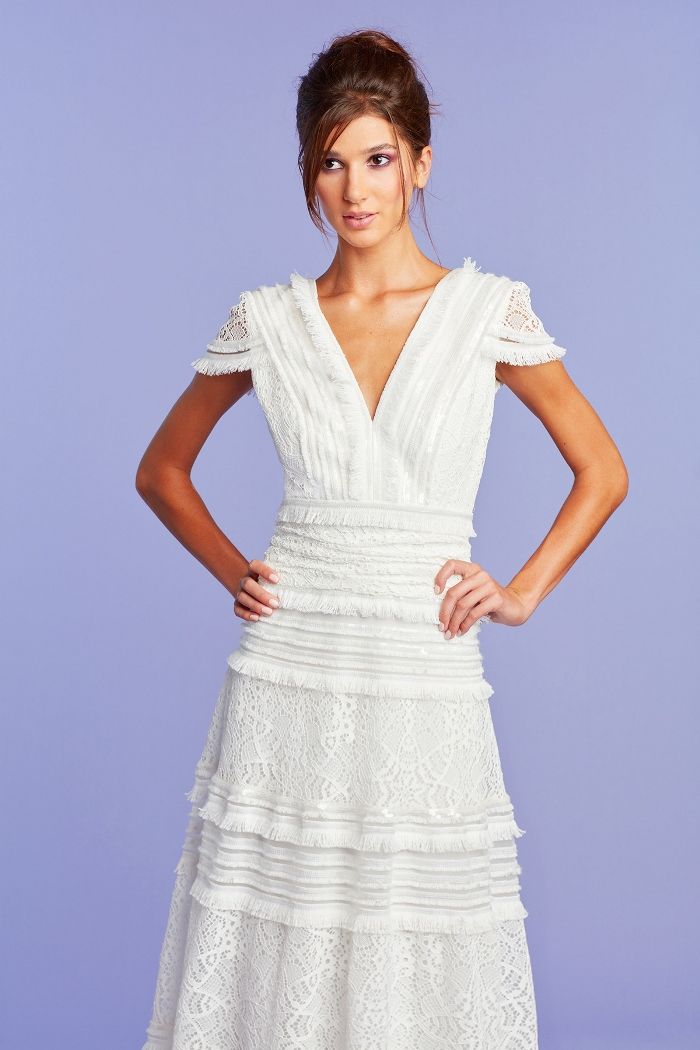 Nissa Lace and Fringe Gown