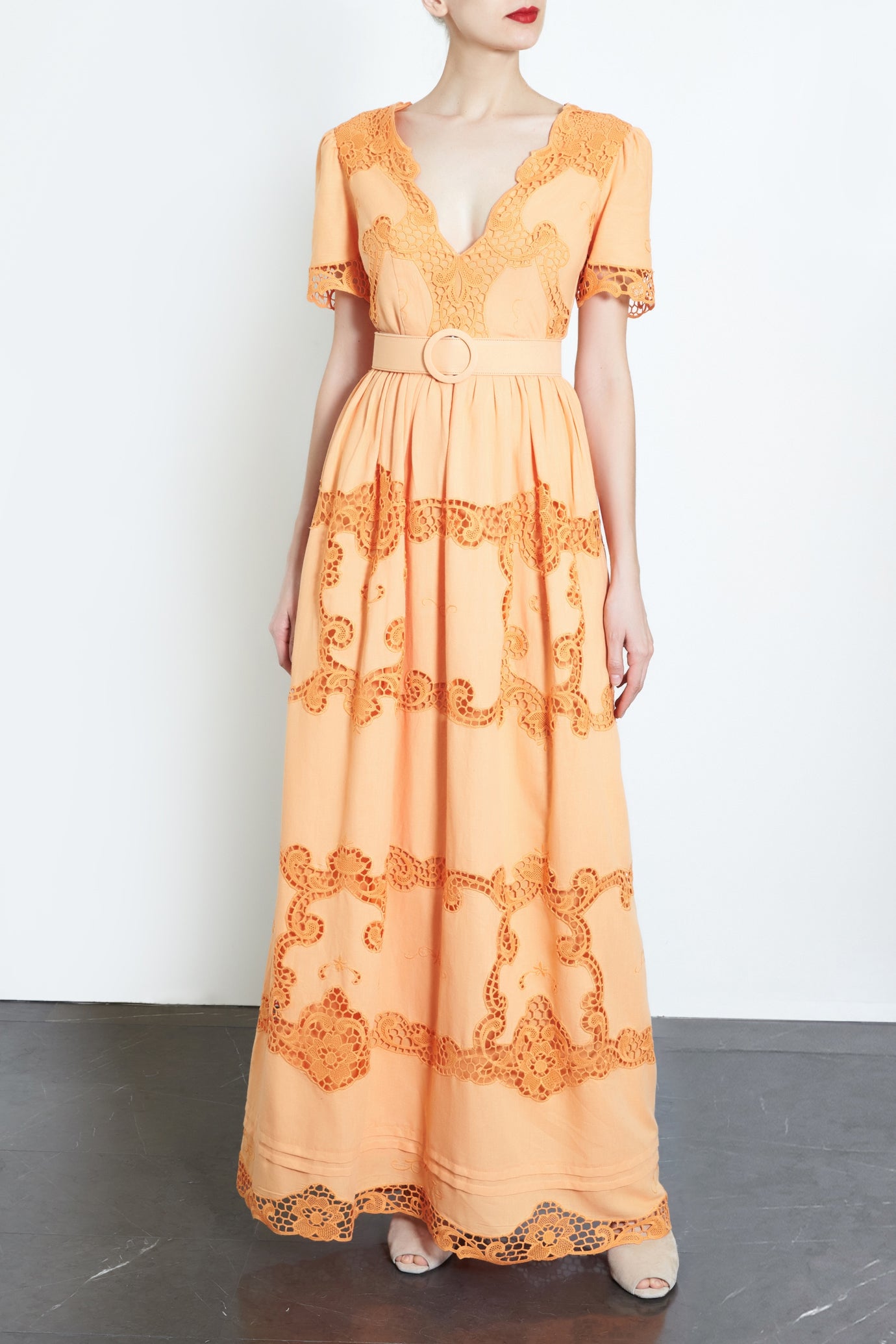 Loanna Cotton-Linen Lace Dress