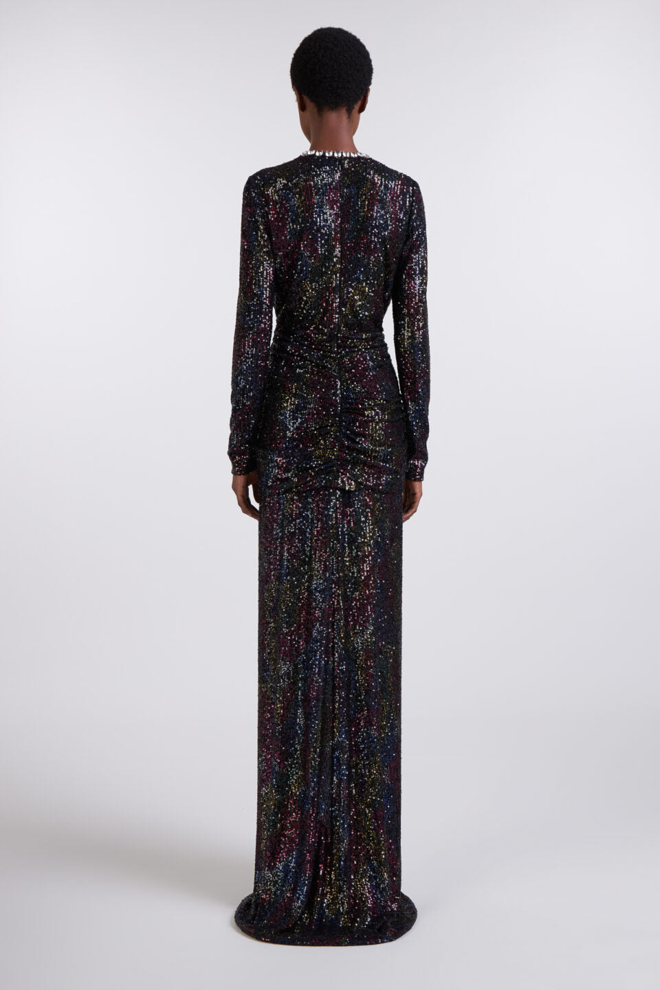 Bria Ruched Sequined Gown