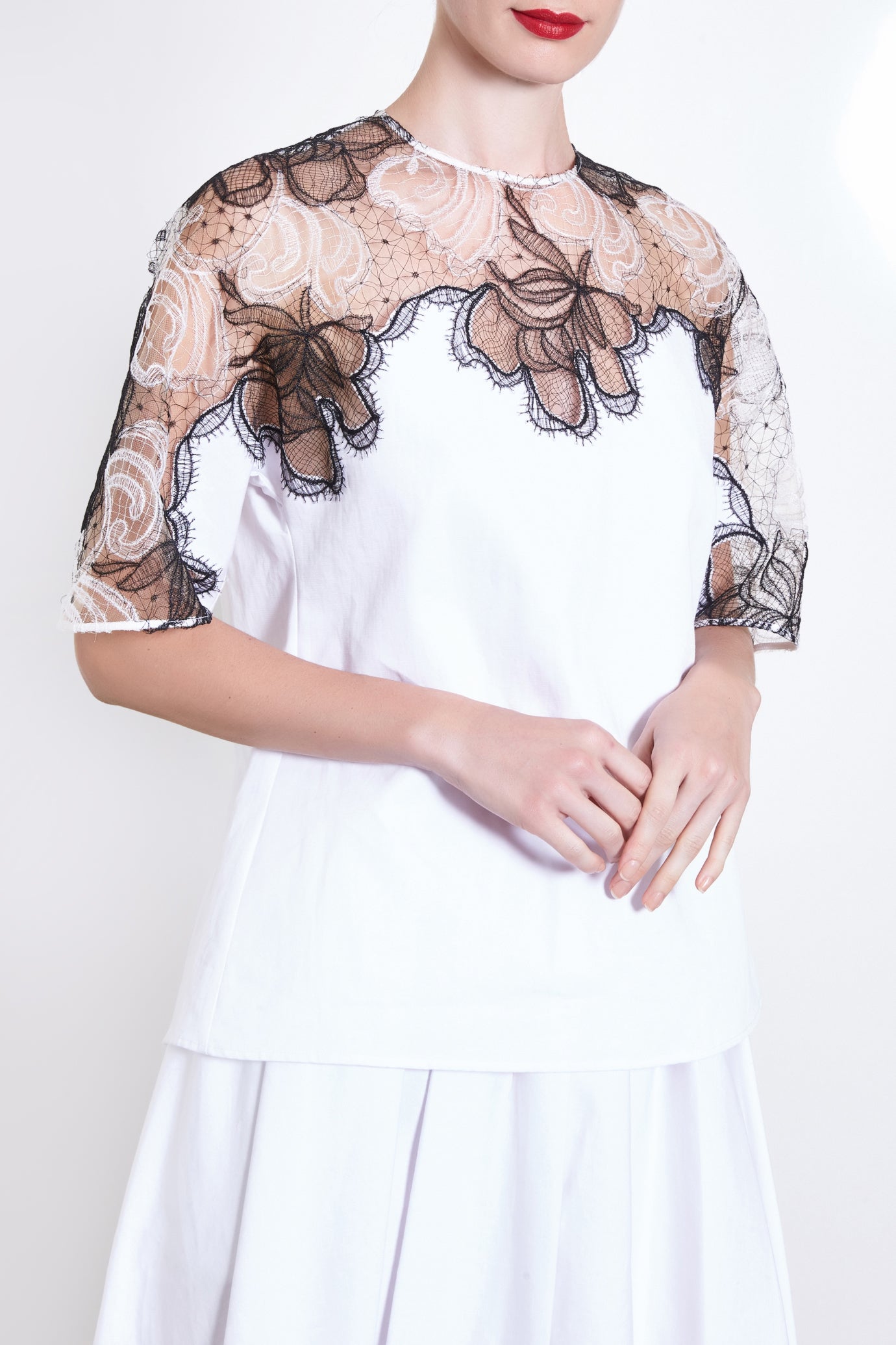 Cotton and Lace T-Shirt