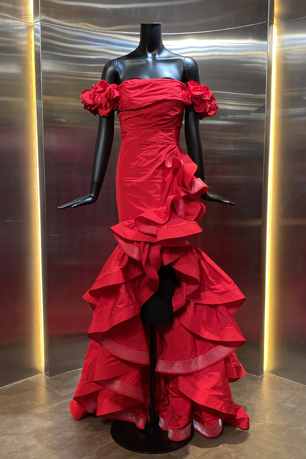 Off Shoulder Ruffled Gown