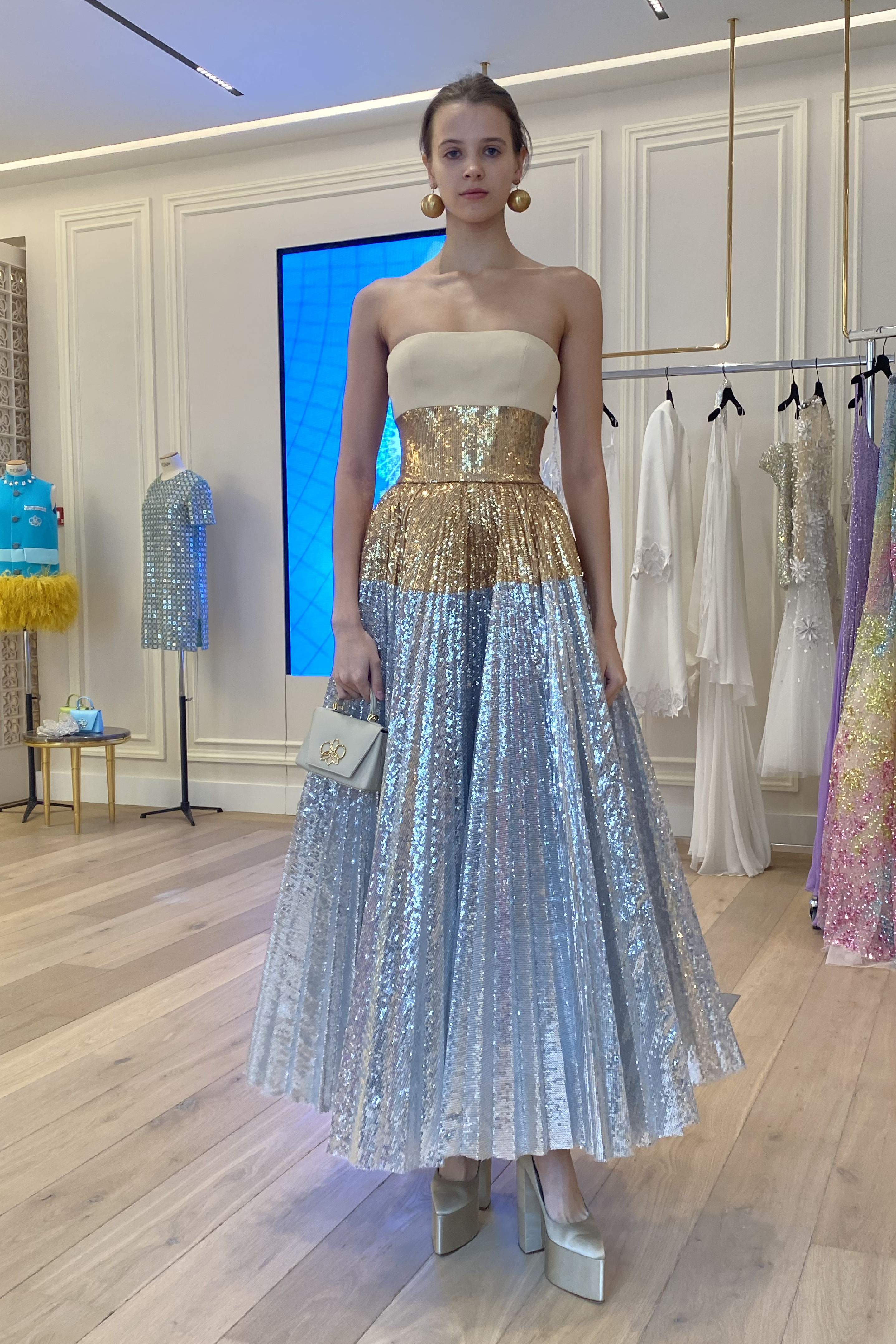 Pleated Sequin Dress