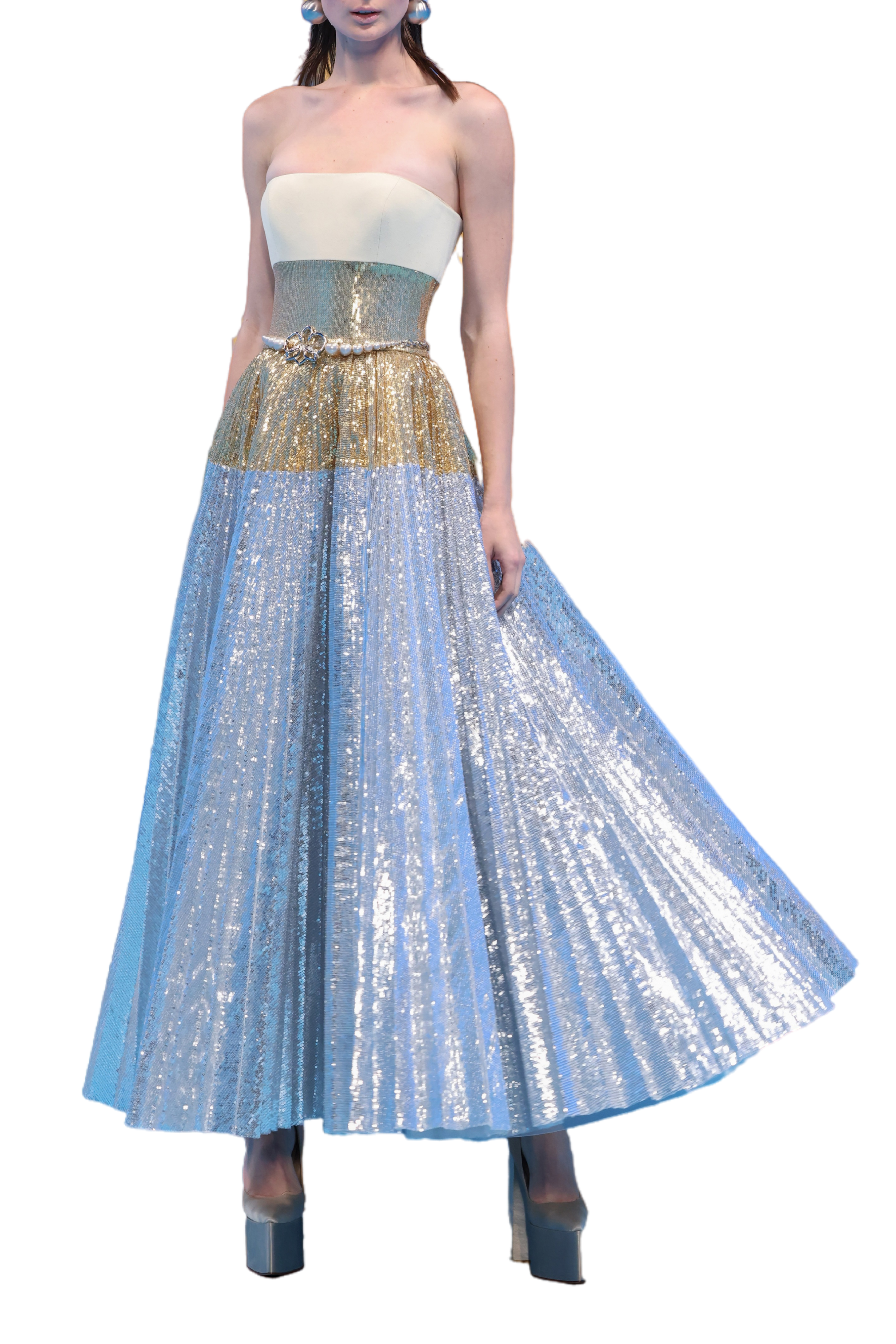 Pleated Sequin Dress