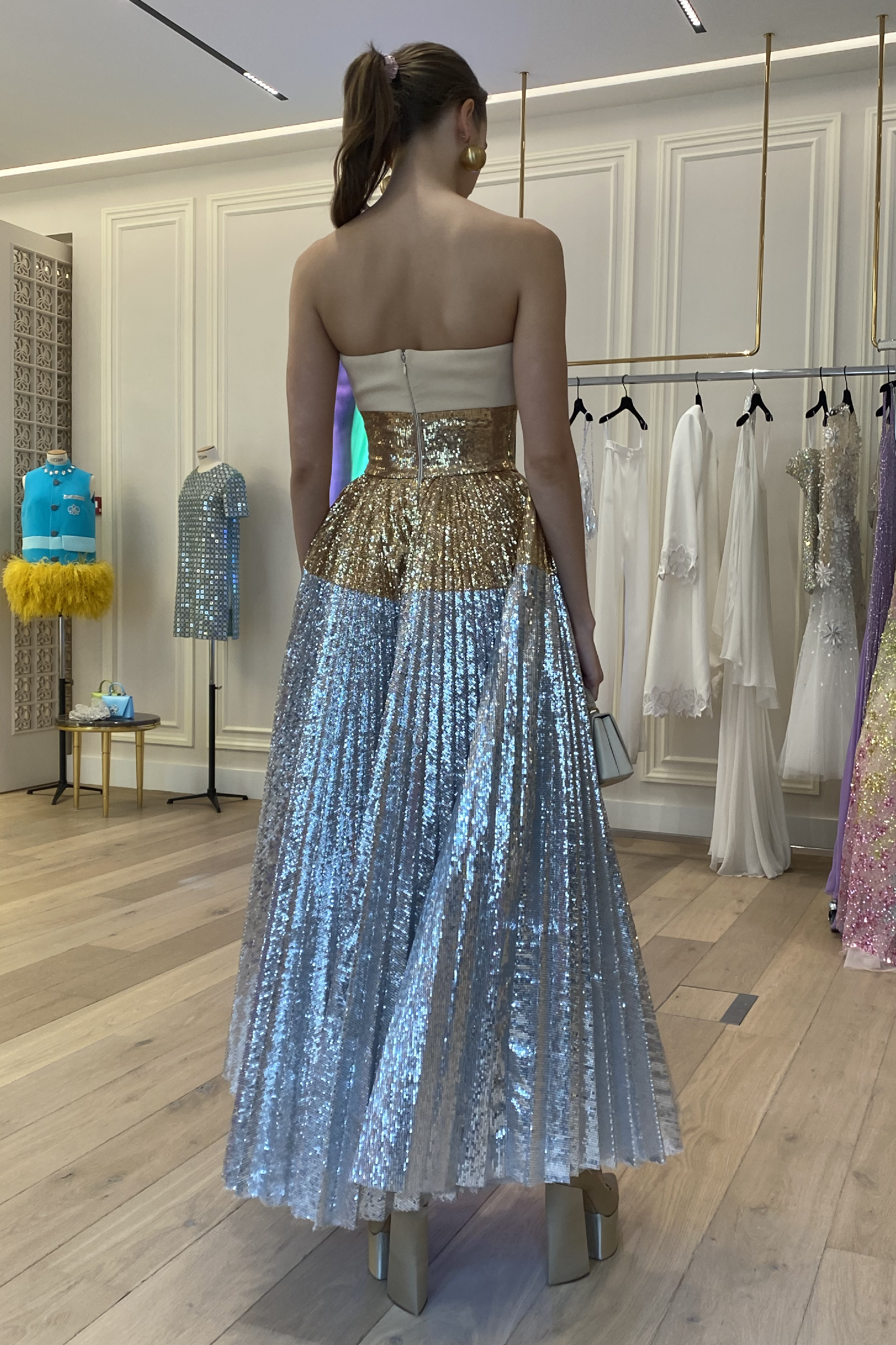 Pleated Sequin Dress