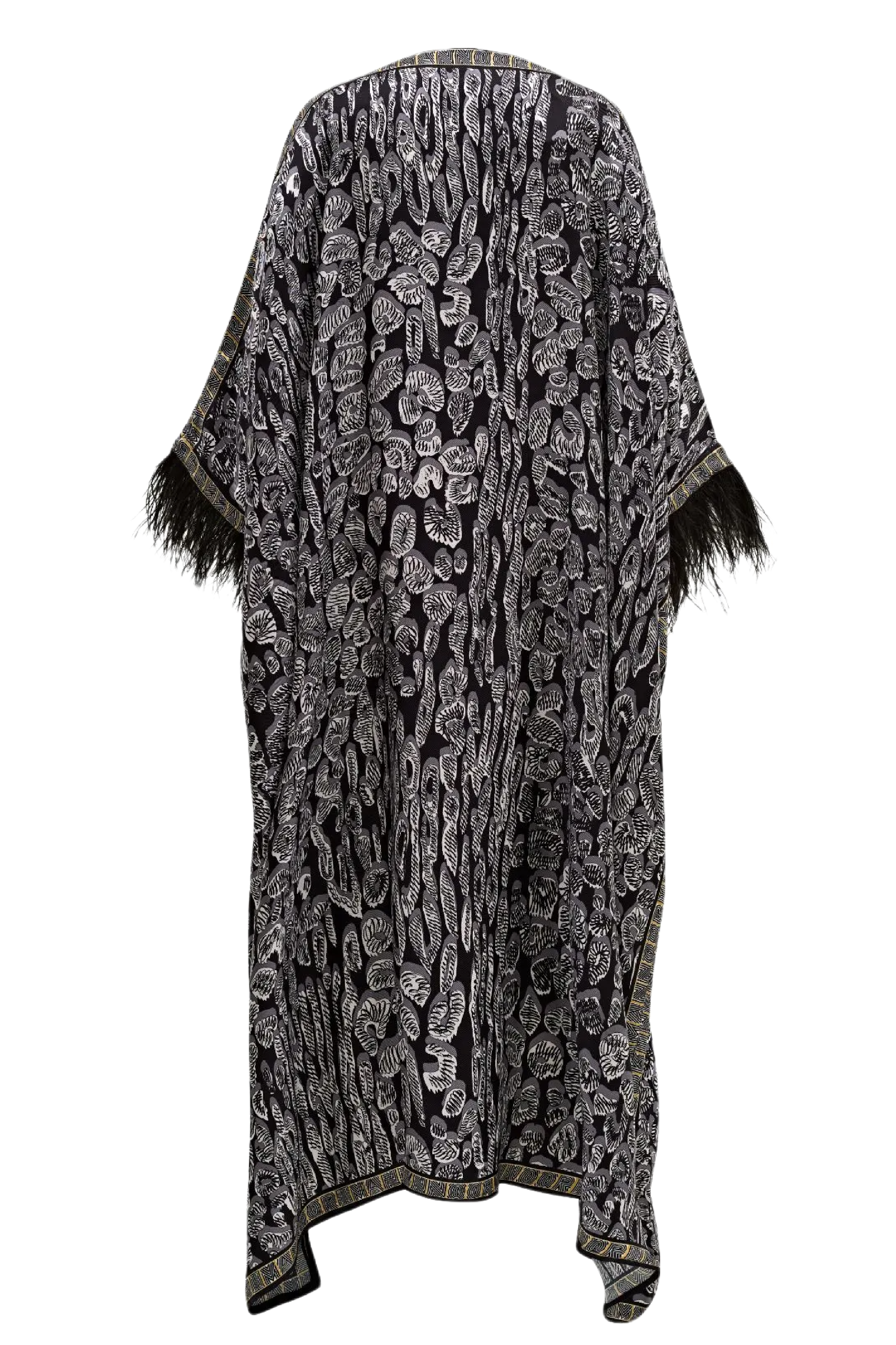 Leopard of the East Caftan with Feathered Cuffs