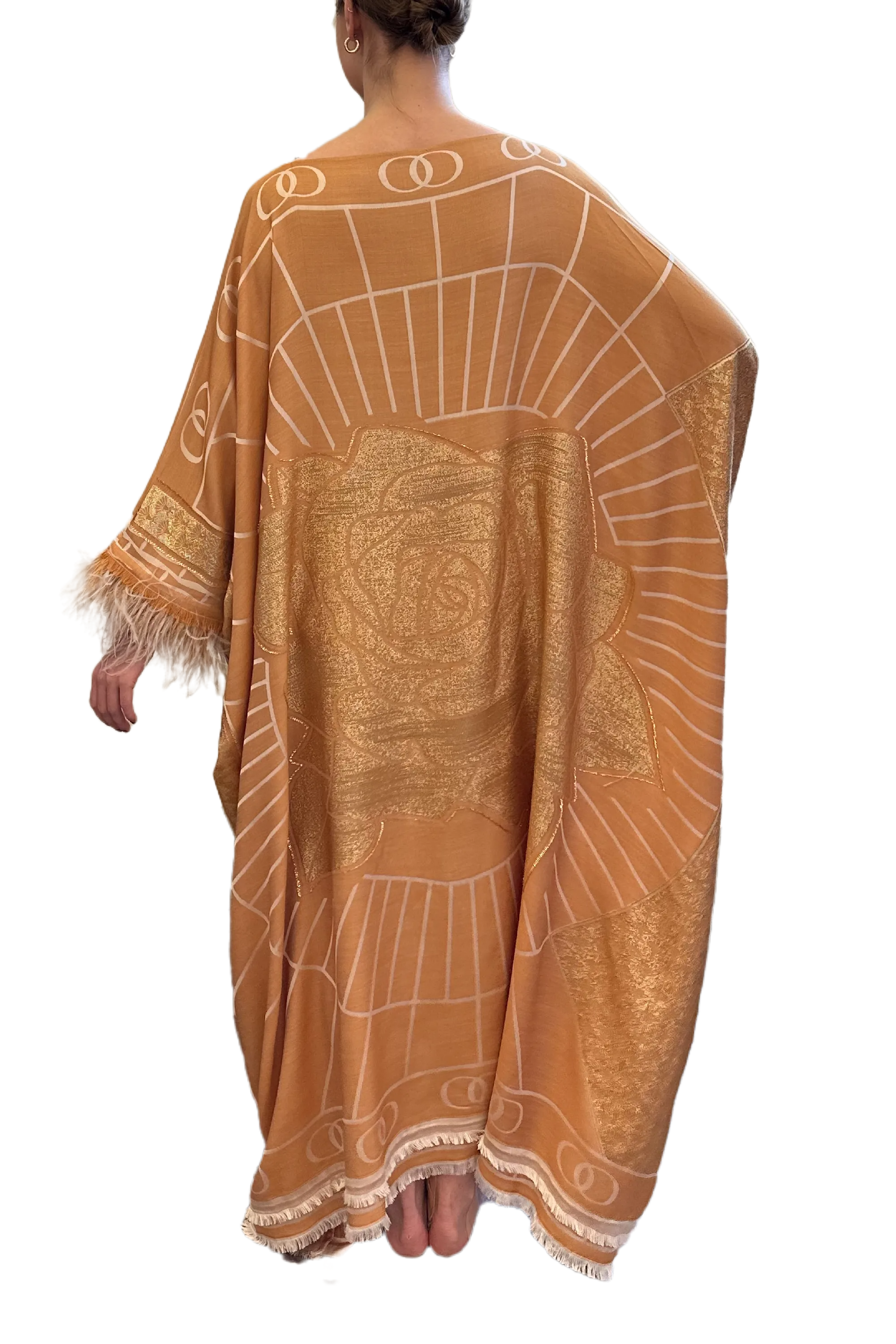 Leila Silk Jacquard Caftan in Gold