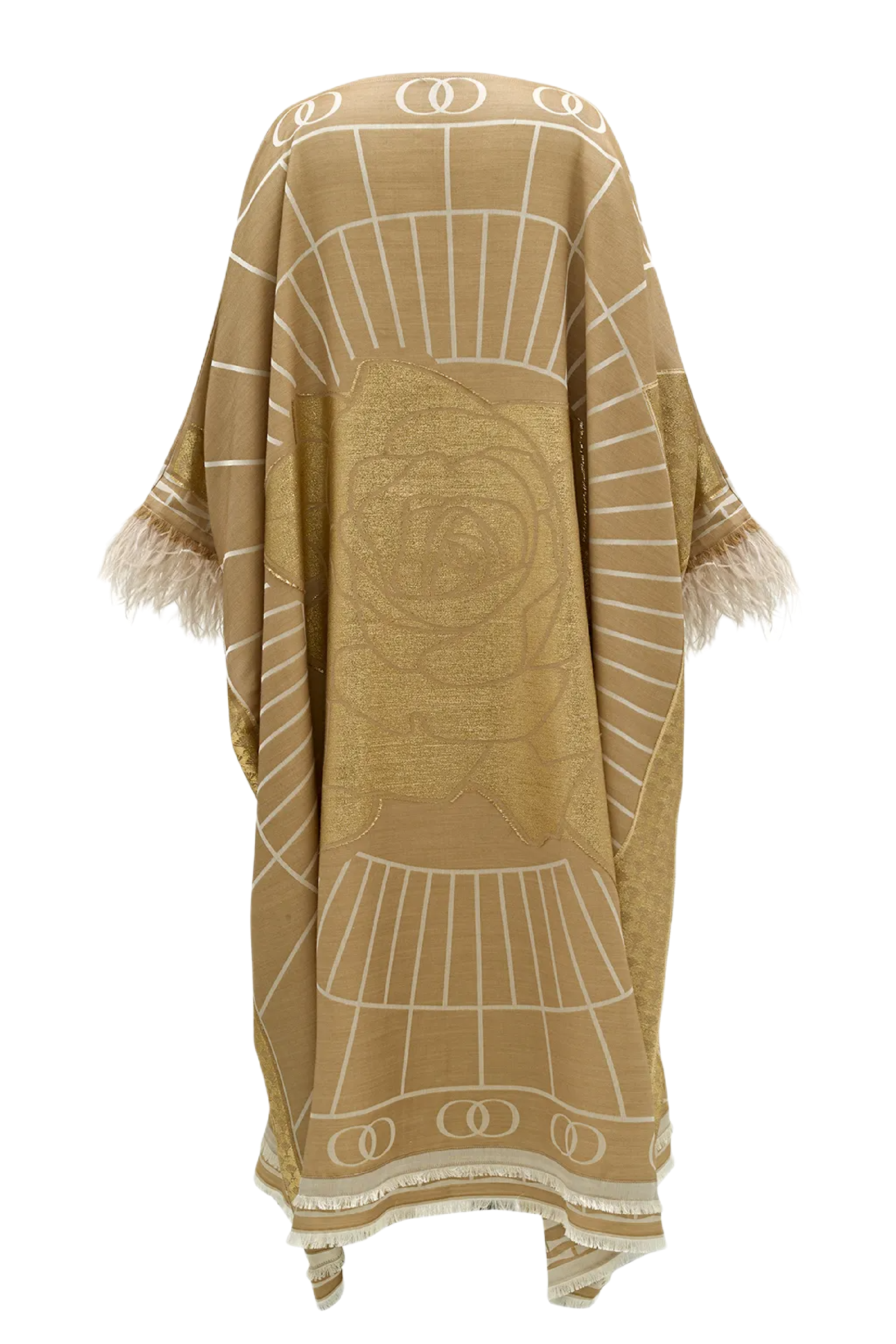 Leila Silk Jacquard Caftan in Beige