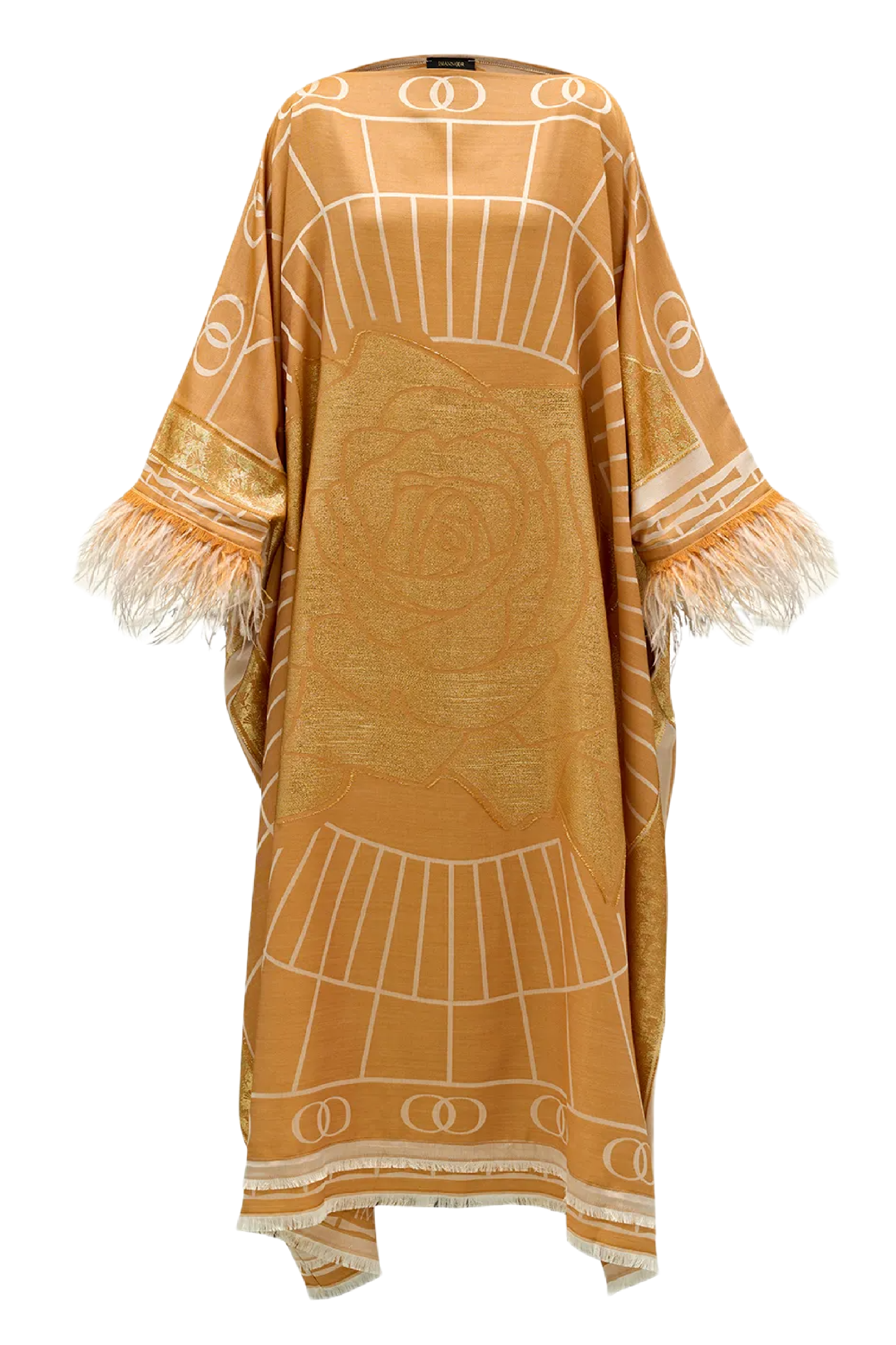 Leila Silk Jacquard Caftan in Gold