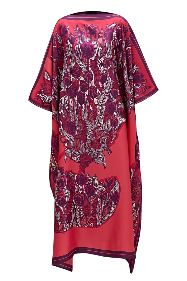 Tulips Caftan in Fuchsia