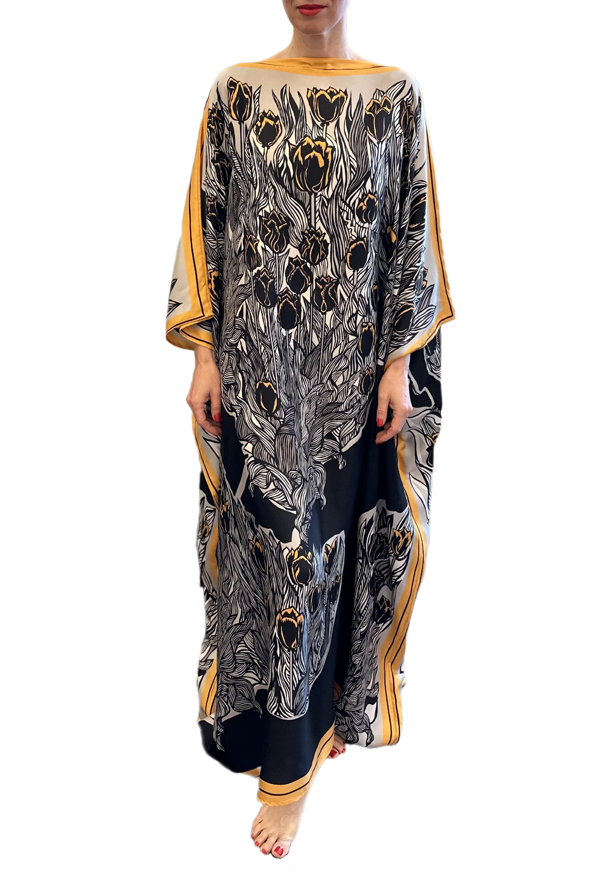 Tulips Caftan in Black