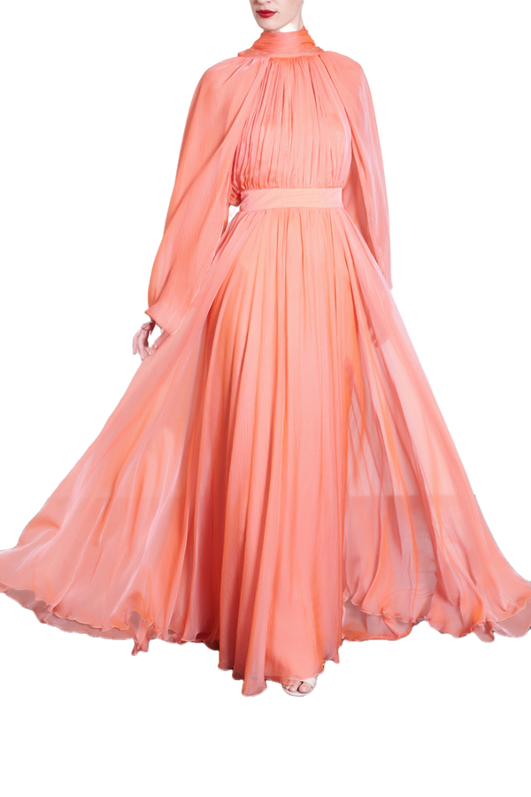 High Neck Chiffon Gown