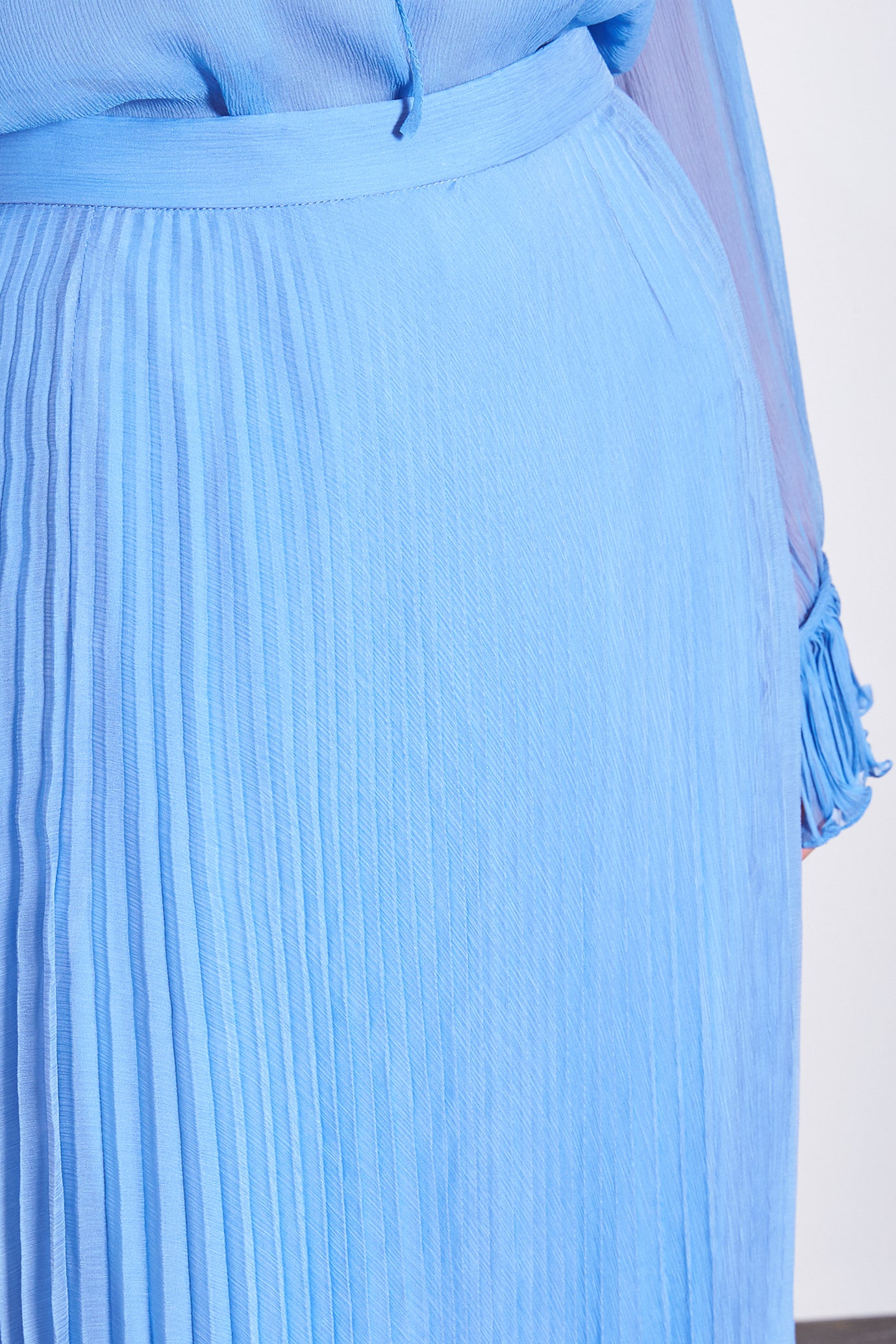 Blue Chiffon Pleated Skirt