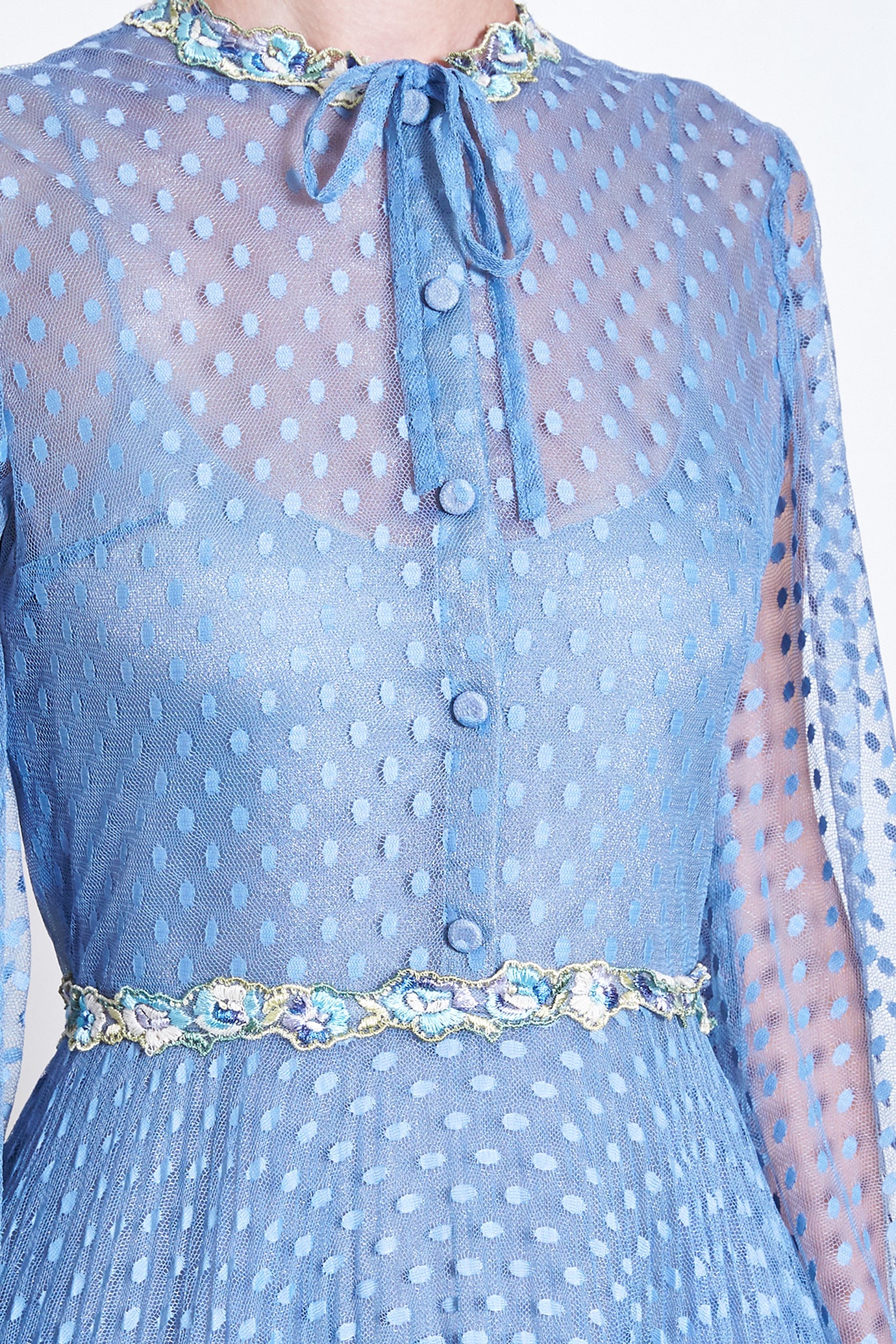 Pleated Polka Dot Maxi Dress