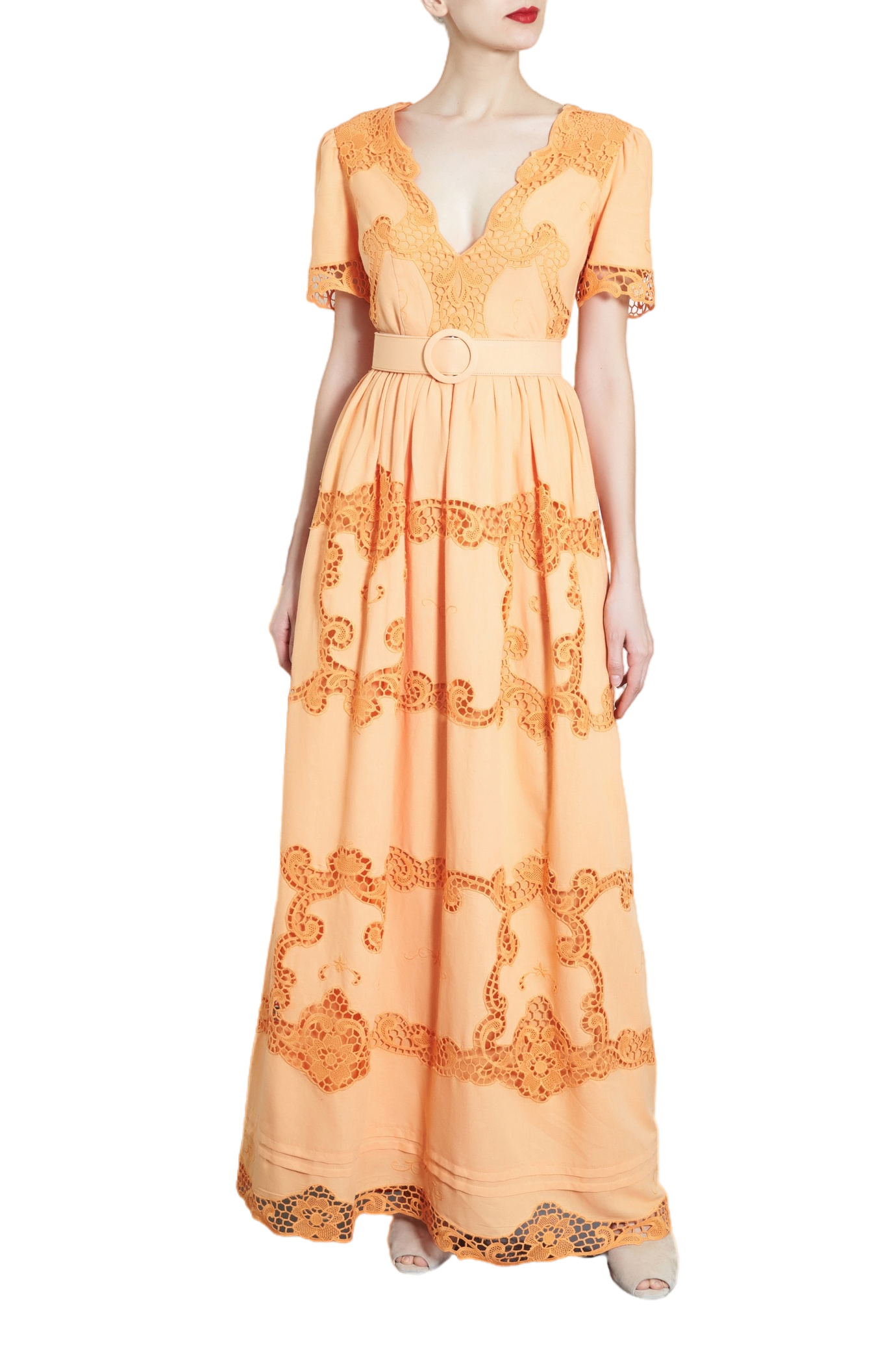 Loanna Cotton-Linen Lace Dress